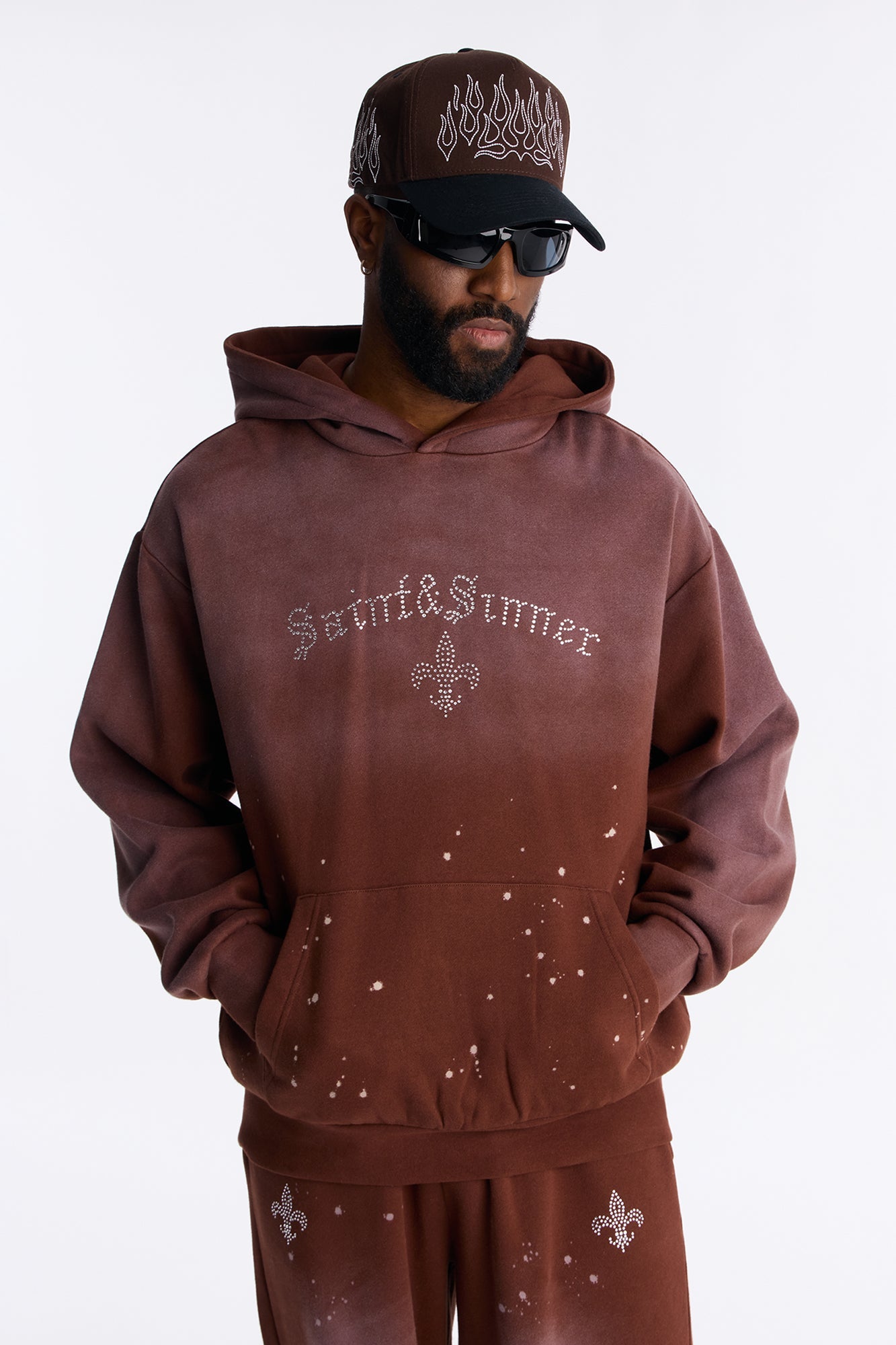 Saints And Sinners Distressed Hoodie - Brown - image 3