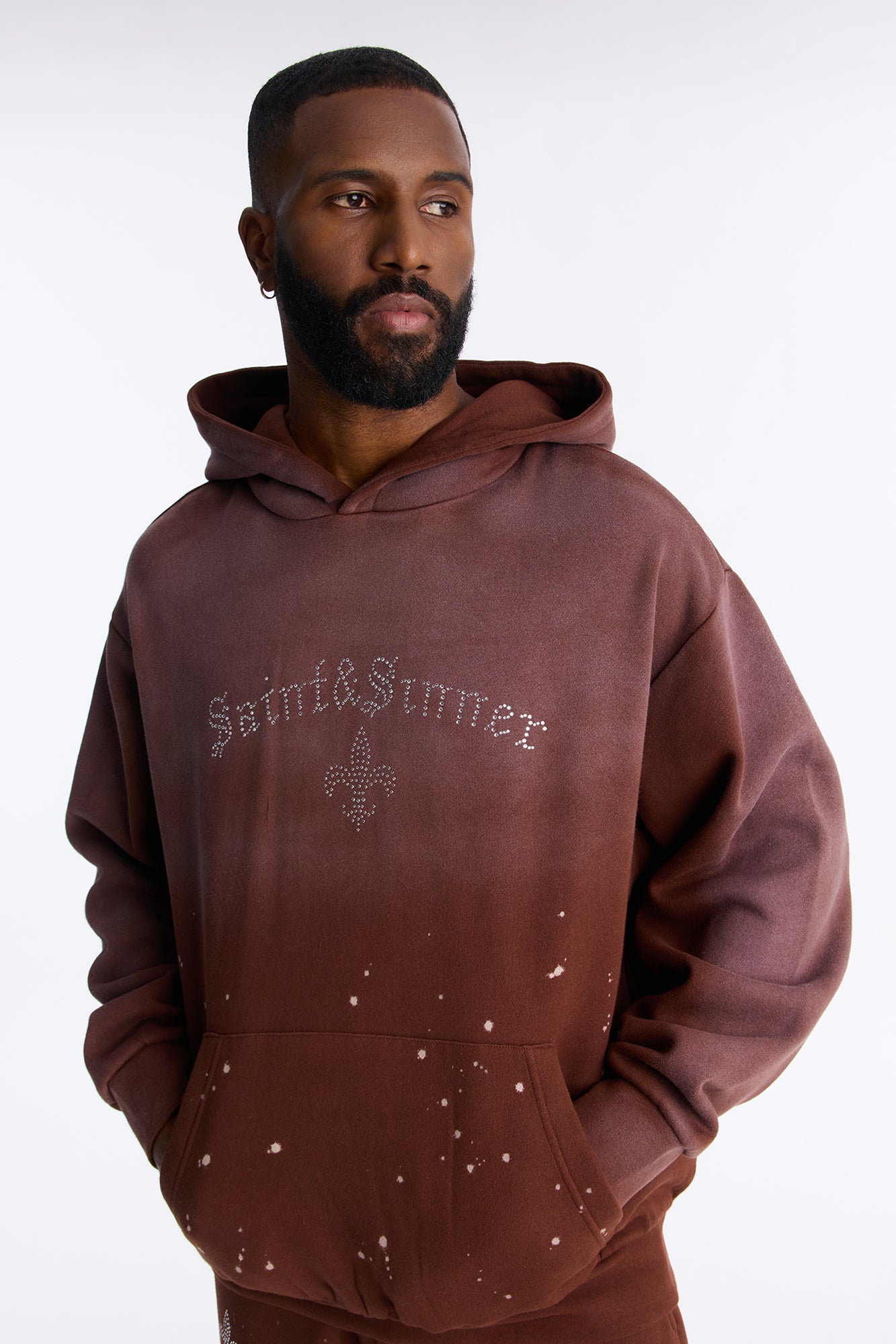 Saints And Sinners Distressed Hoodie - Brown - image 1