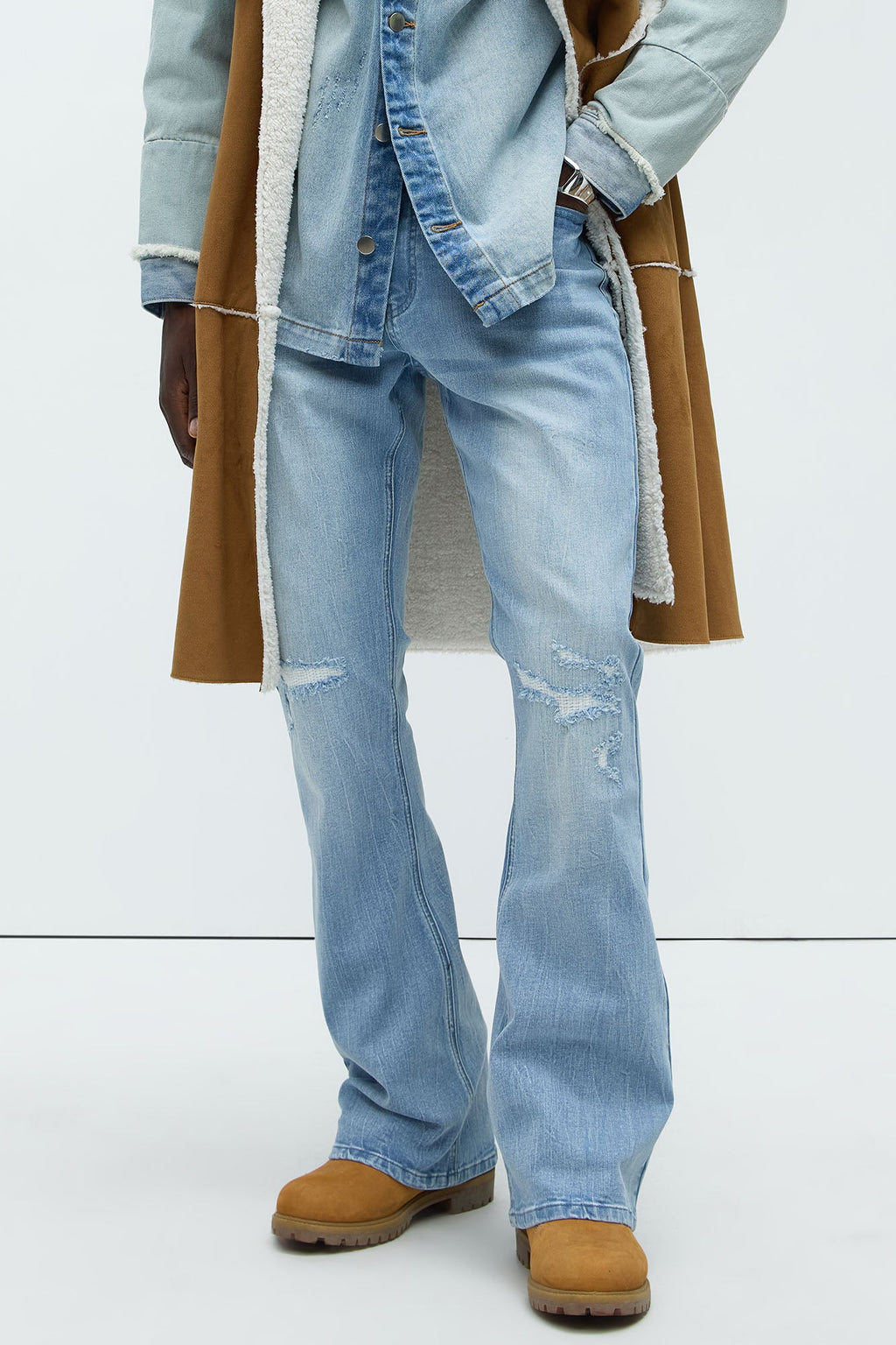 Dreamy Stacked Slim Flare Jeans - Light Blue Wash - image 3