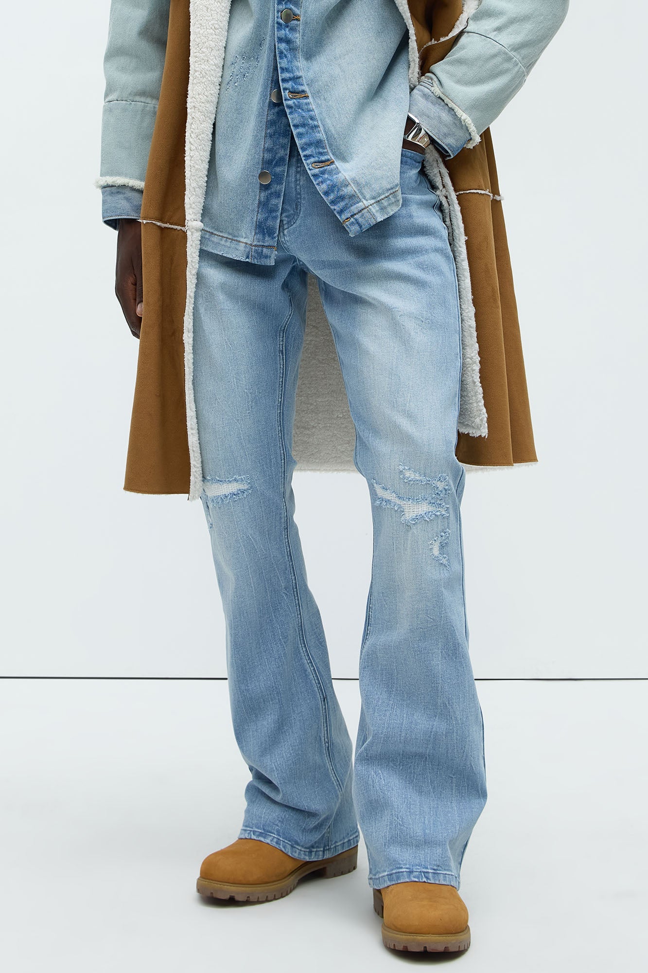 Dreamy Stacked Slim Flare Jeans - Light Blue Wash - image 3