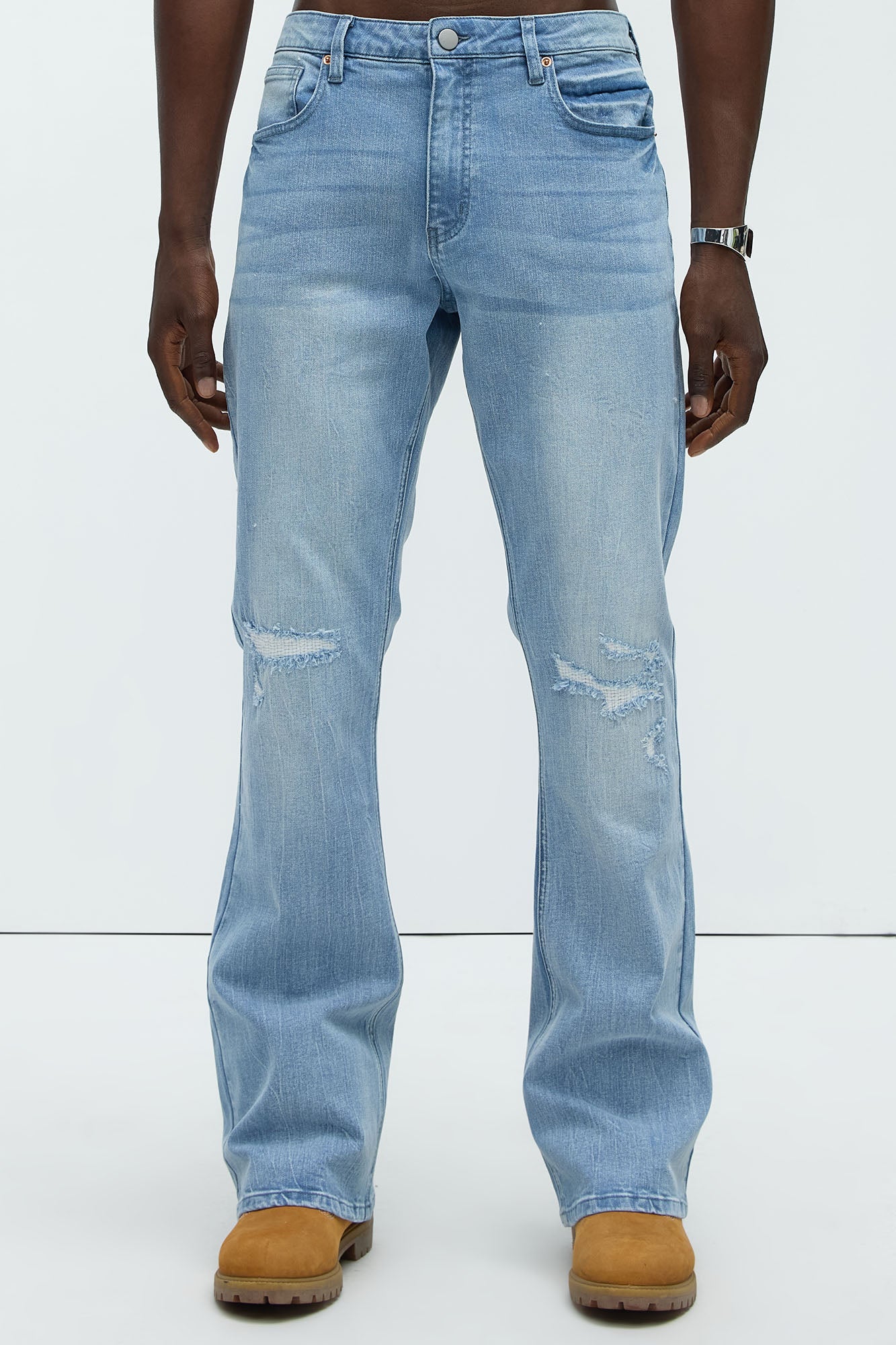 Dreamy Stacked Slim Flare Jeans - Light Blue Wash - image 1
