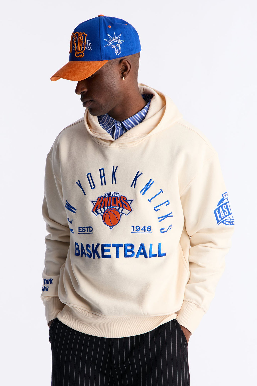 Knicks Embroidered Oversized Hoodie - Cream - image 1