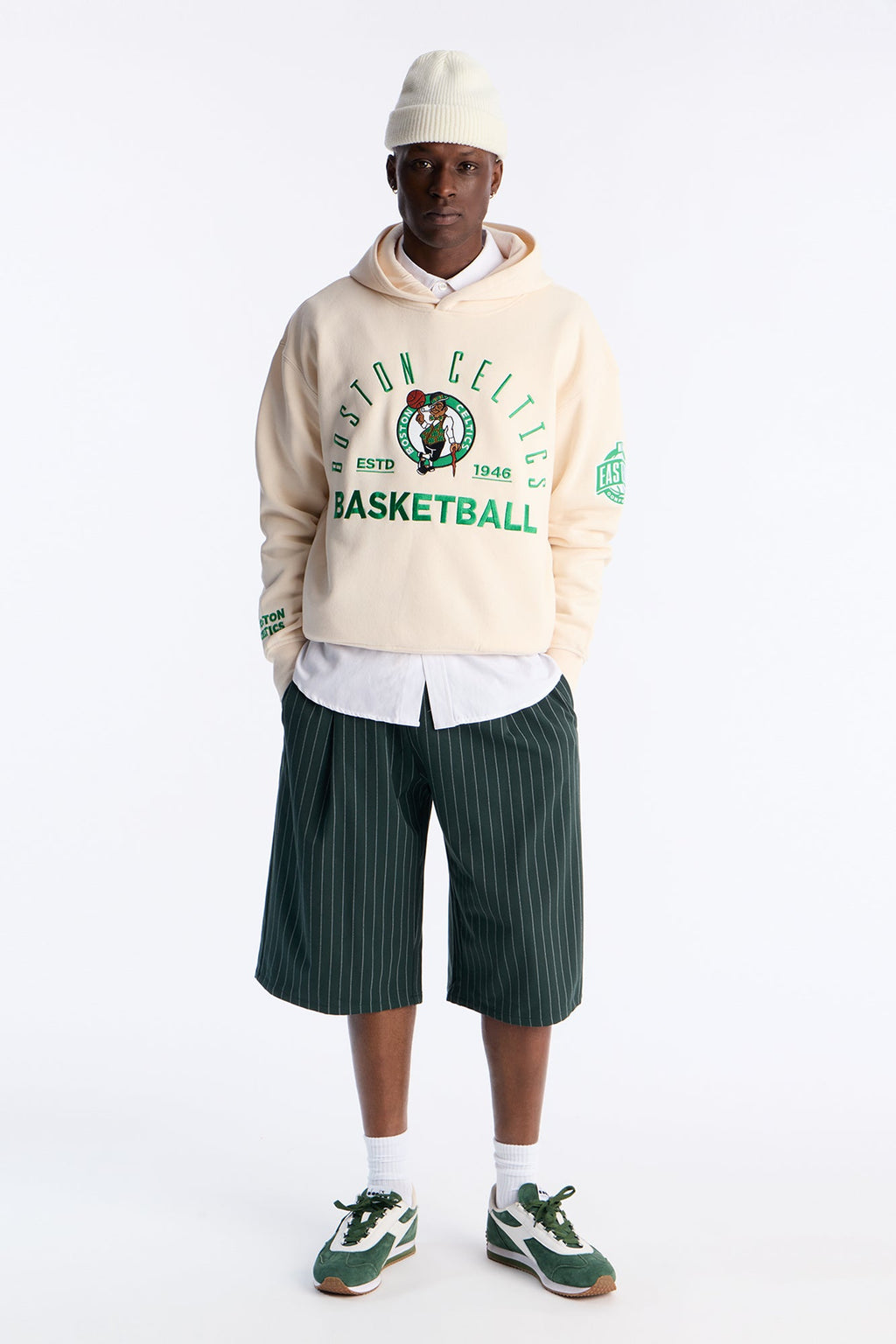 Celtics Embroidered Oversized Hoodie - Cream - image 2