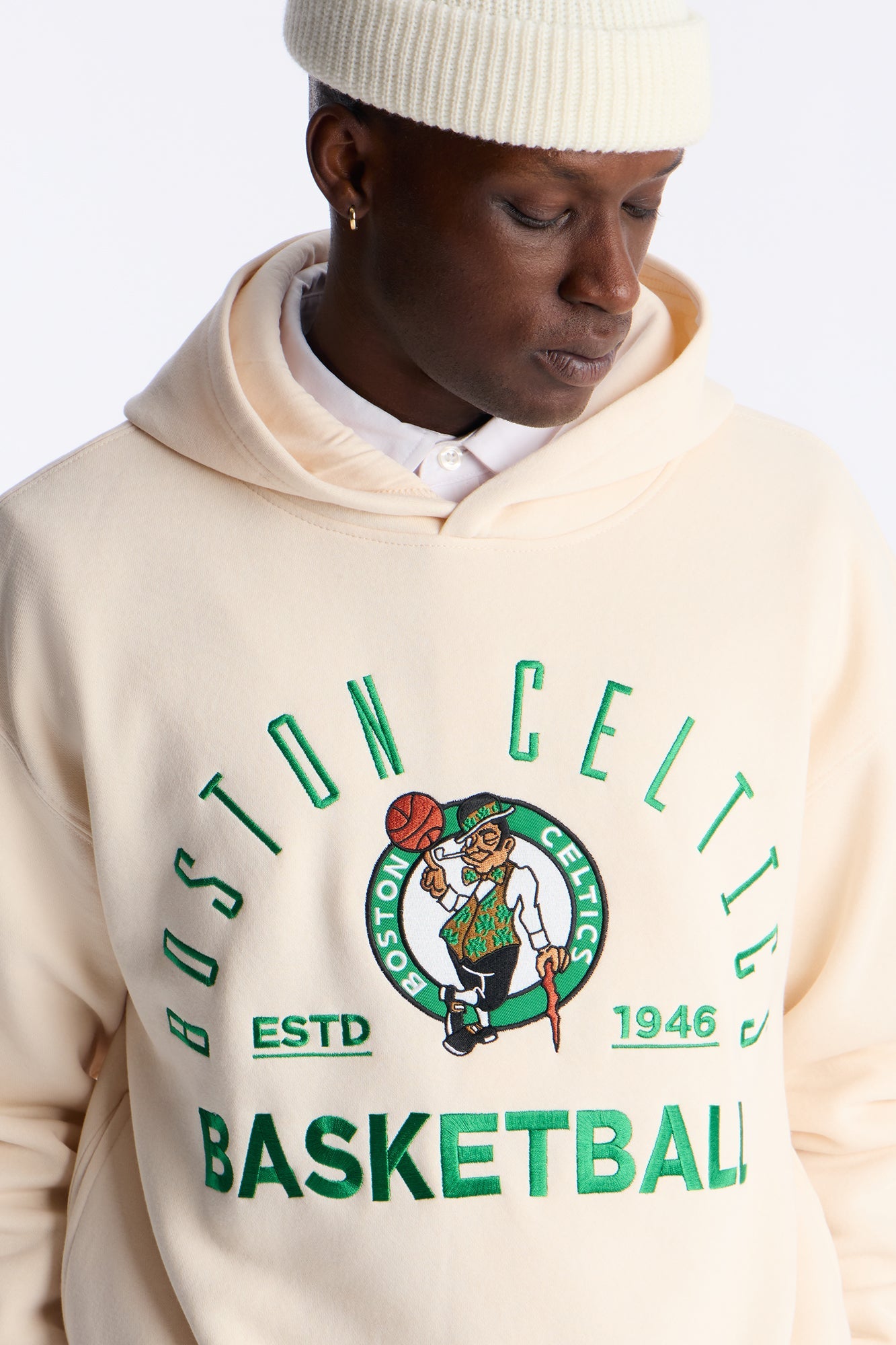 Celtics Embroidered Oversized Hoodie - Cream - image 3