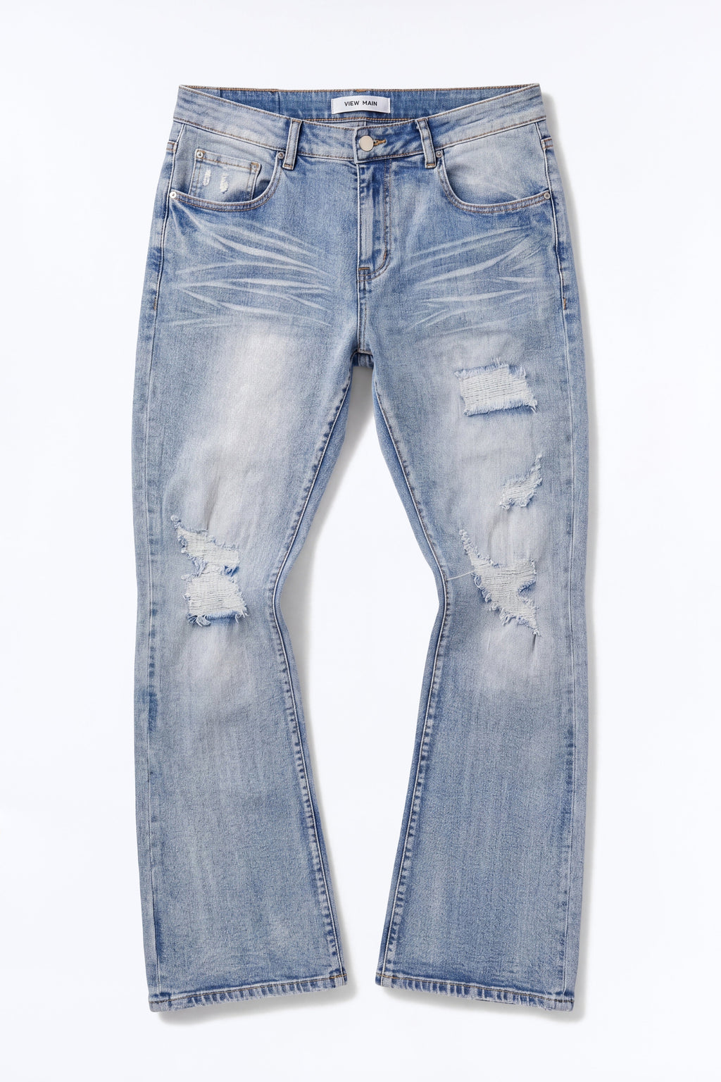 Stacked Skinny Flare Classic Destroyed Jeans - Light Wash - image 1