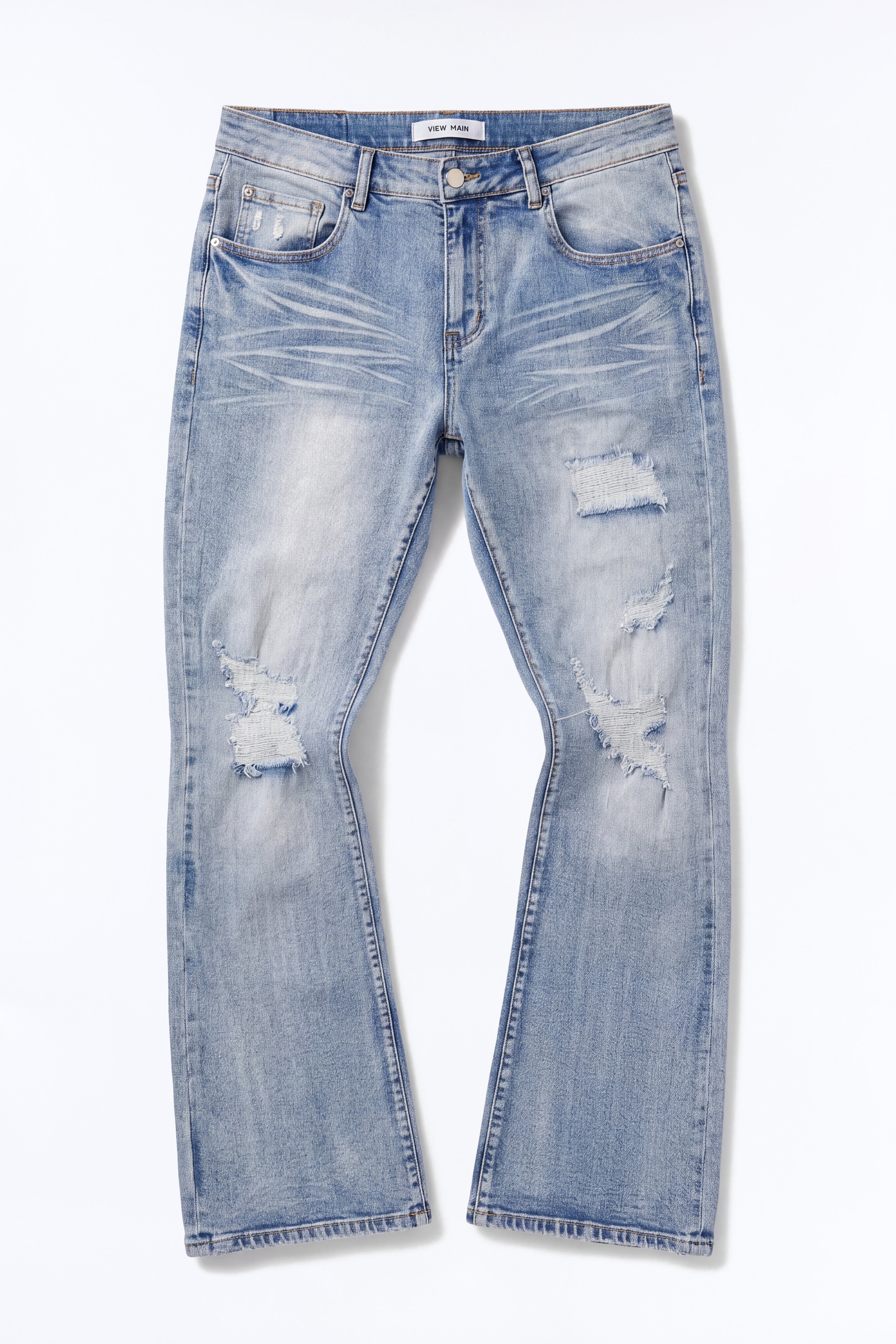 Stacked Skinny Flare Classic Destroyed Jeans - Light Wash - image 1