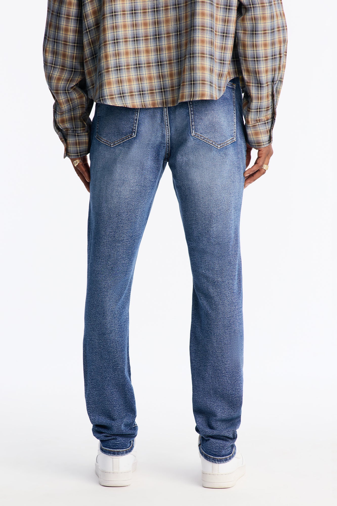 Stacked Skinny Classic Distress Jeans - Dark Wash - image 2