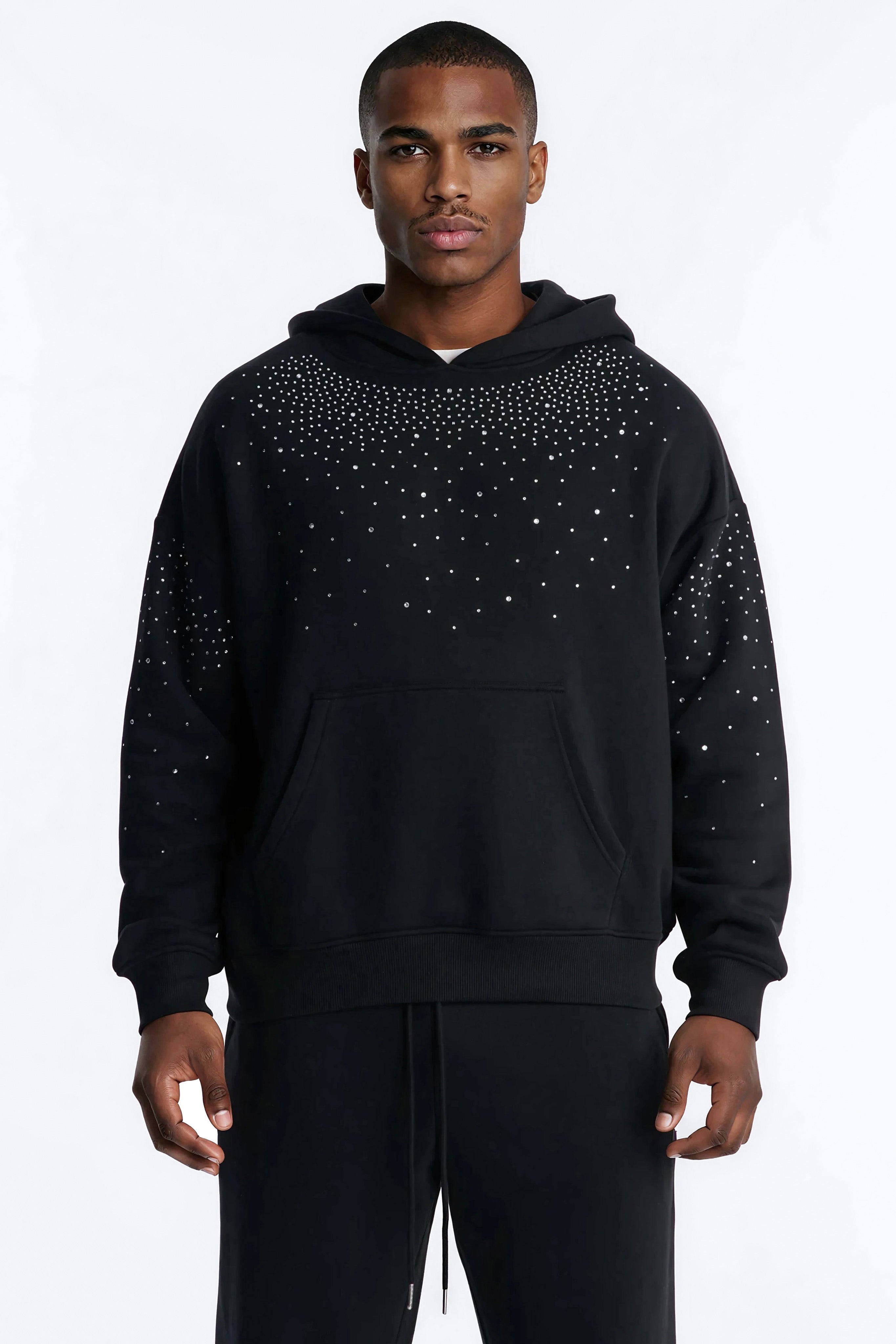 Dime Rhinestone Pearl Oversized Hoodie - Black - image 1