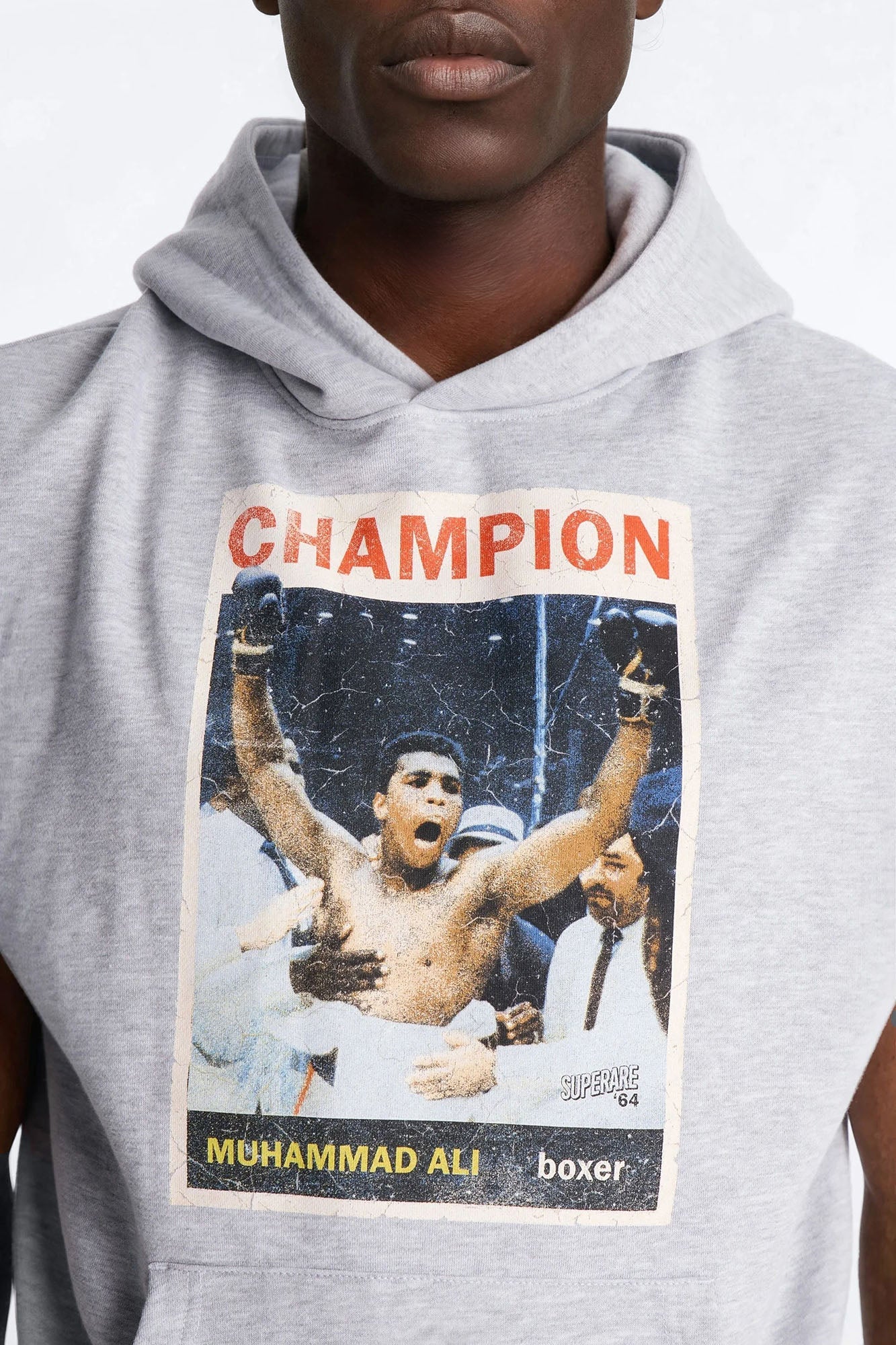 Muhammad Ali Muscle Hoodie - Heather Grey - image 3