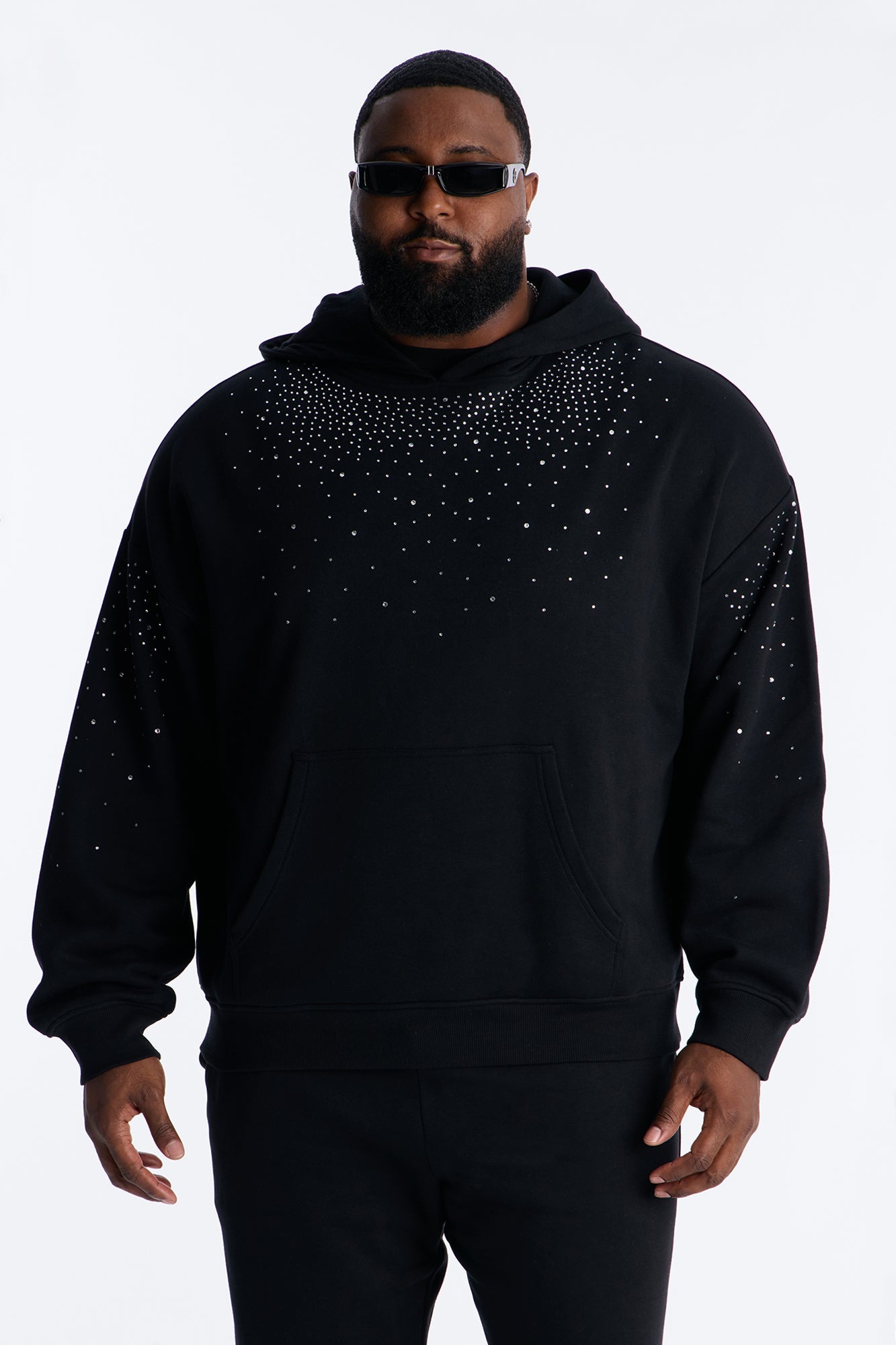 Dime Rhinestone Pearl Oversized Hoodie - Black - image 4