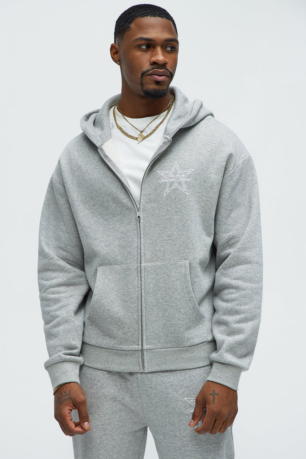 Aim For The Stars Zip Hoodie - Grey - image 3