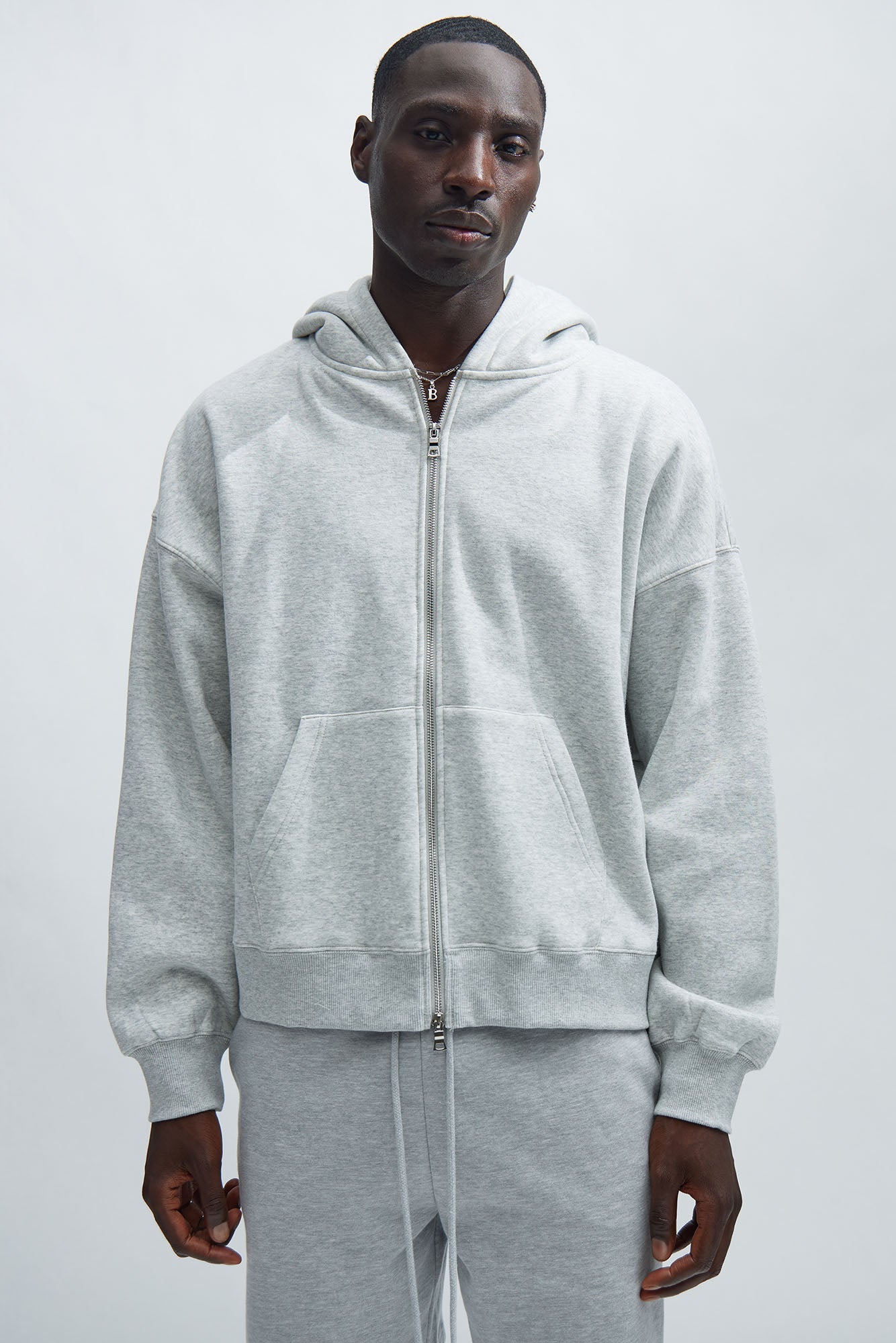 Tyson Oversized Heavyweight Zip Up - Heather Grey - image 1