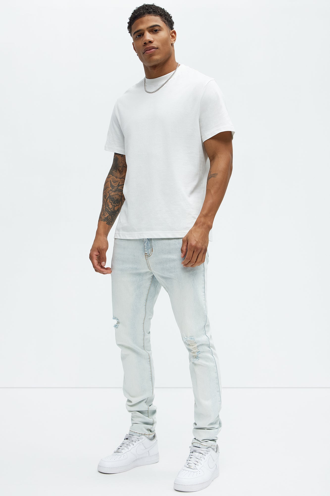 Take No L's Stacked Skinny Jeans - Light Blue Wash - image 3