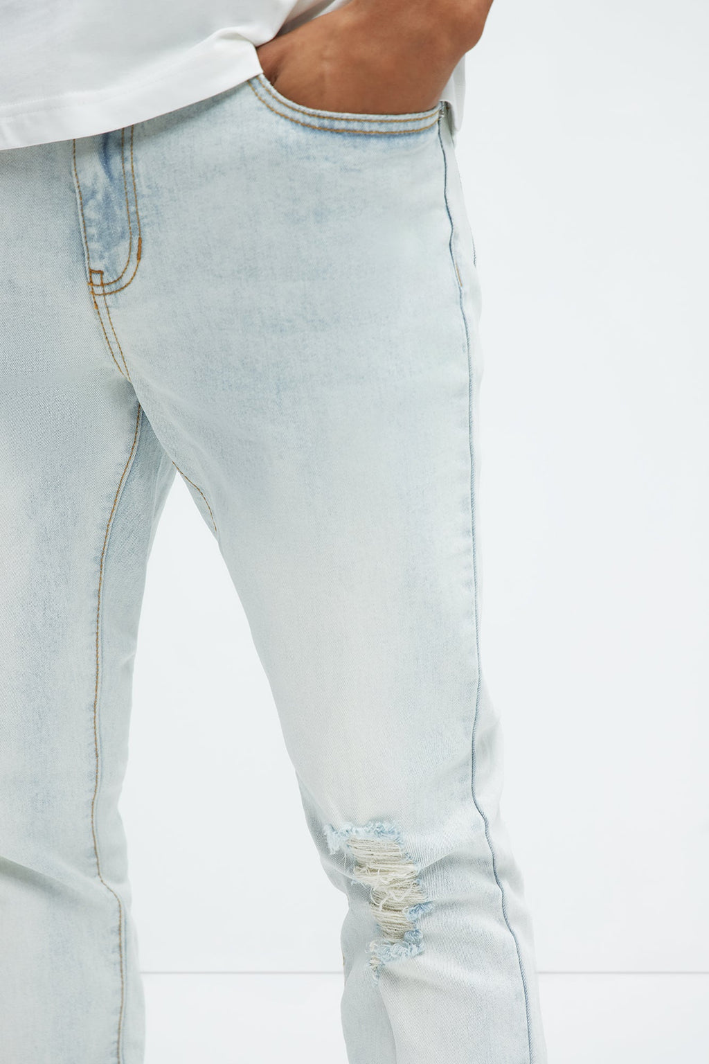 Take No L's Stacked Skinny Jeans - Light Blue Wash - image 4