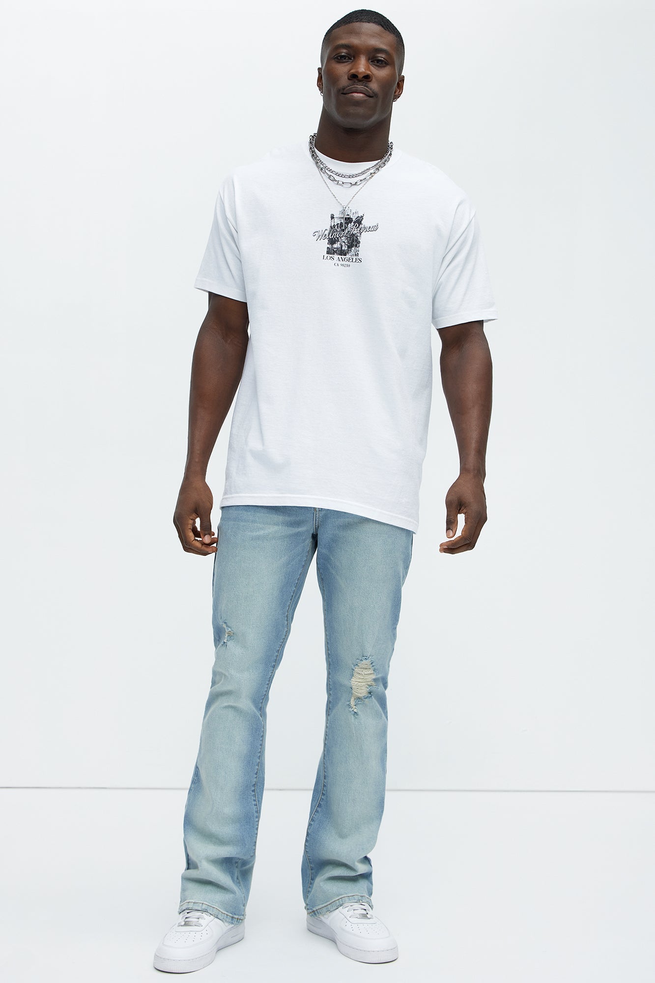 Take No L's Stacked Slim Flared Jeans - Medium Blue Wash - image 3