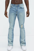 Take No L's Stacked Slim Flared Jeans - Medium Blue Wash - image 1