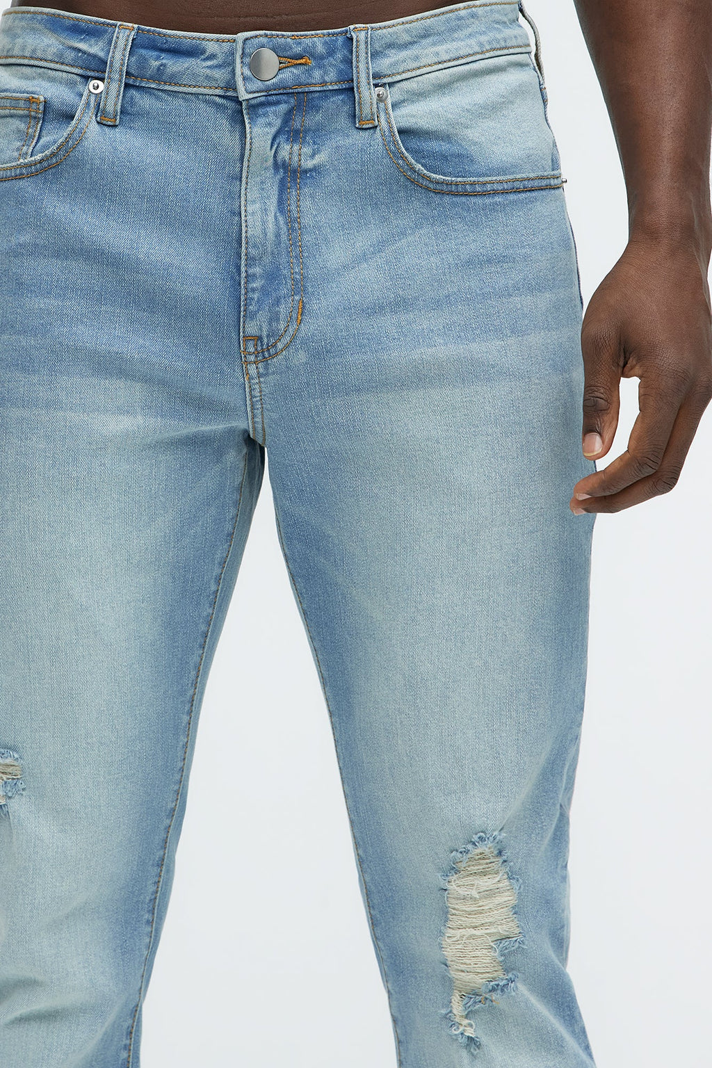 Take No L's Stacked Slim Flared Jeans - Medium Blue Wash - image 4
