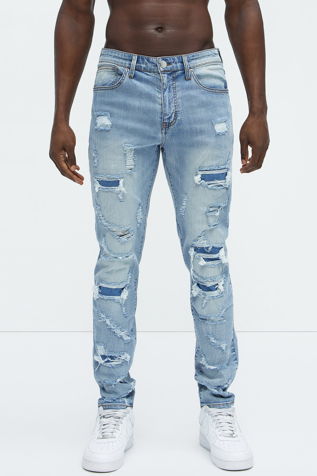 Through It Ripped Skinny Jeans - Vintage Blue Wash - image 1
