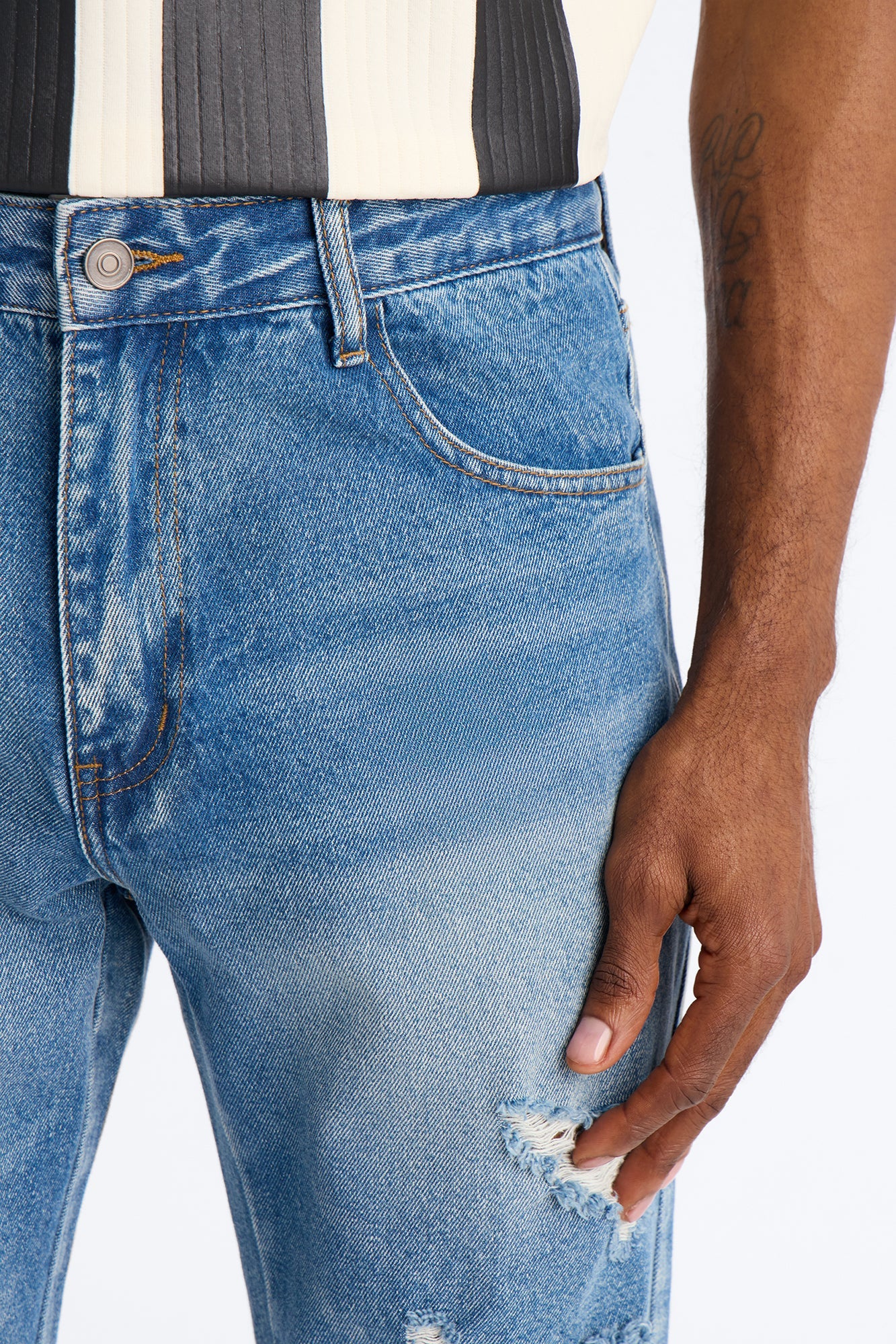 Straight Down The Street Ripped Jeans - Medium Blue Wash - image 3