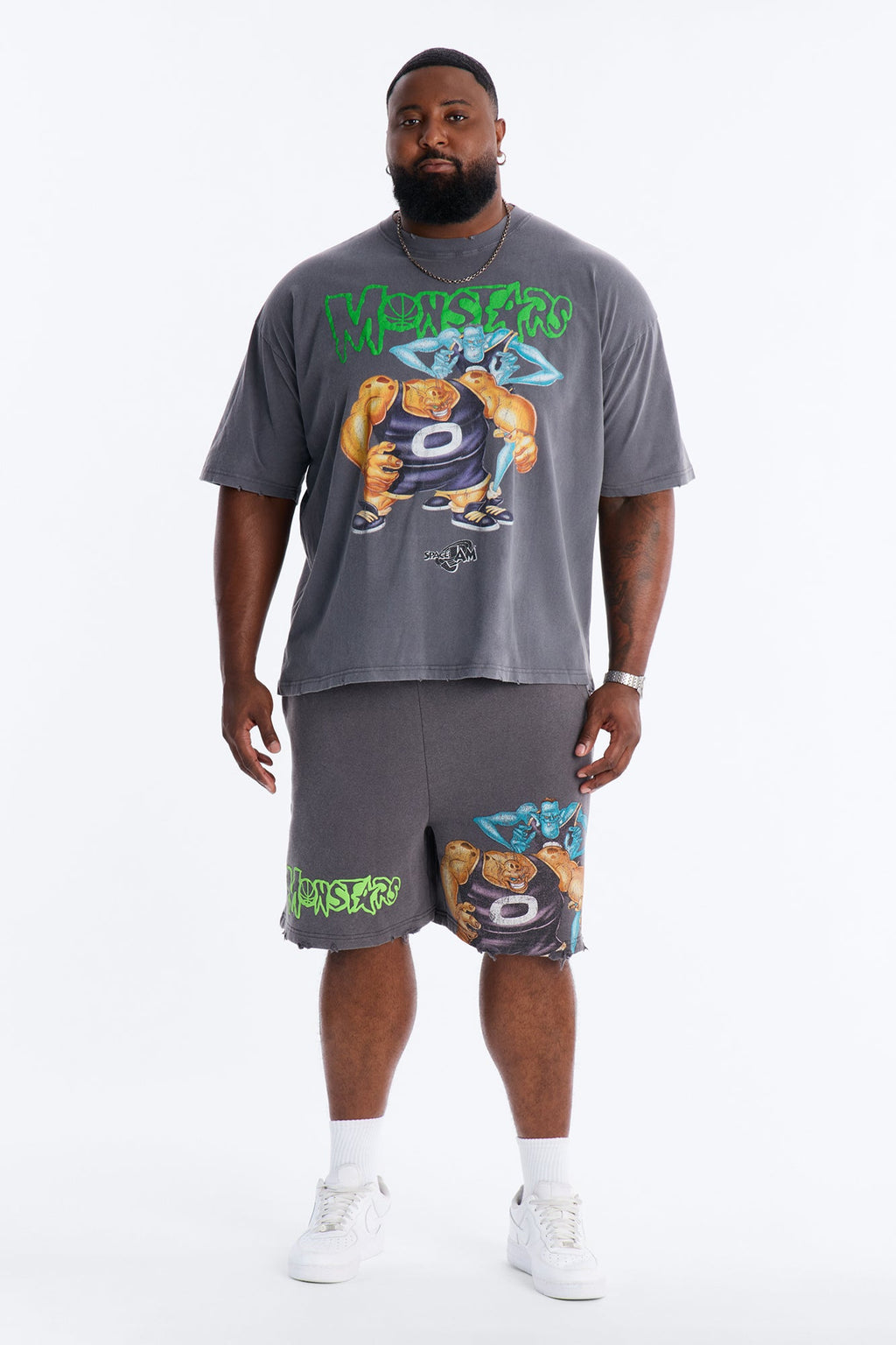 Space Jam Monstars Puff Print Premium Short Sleeve Shirt - Charcoal - image 2