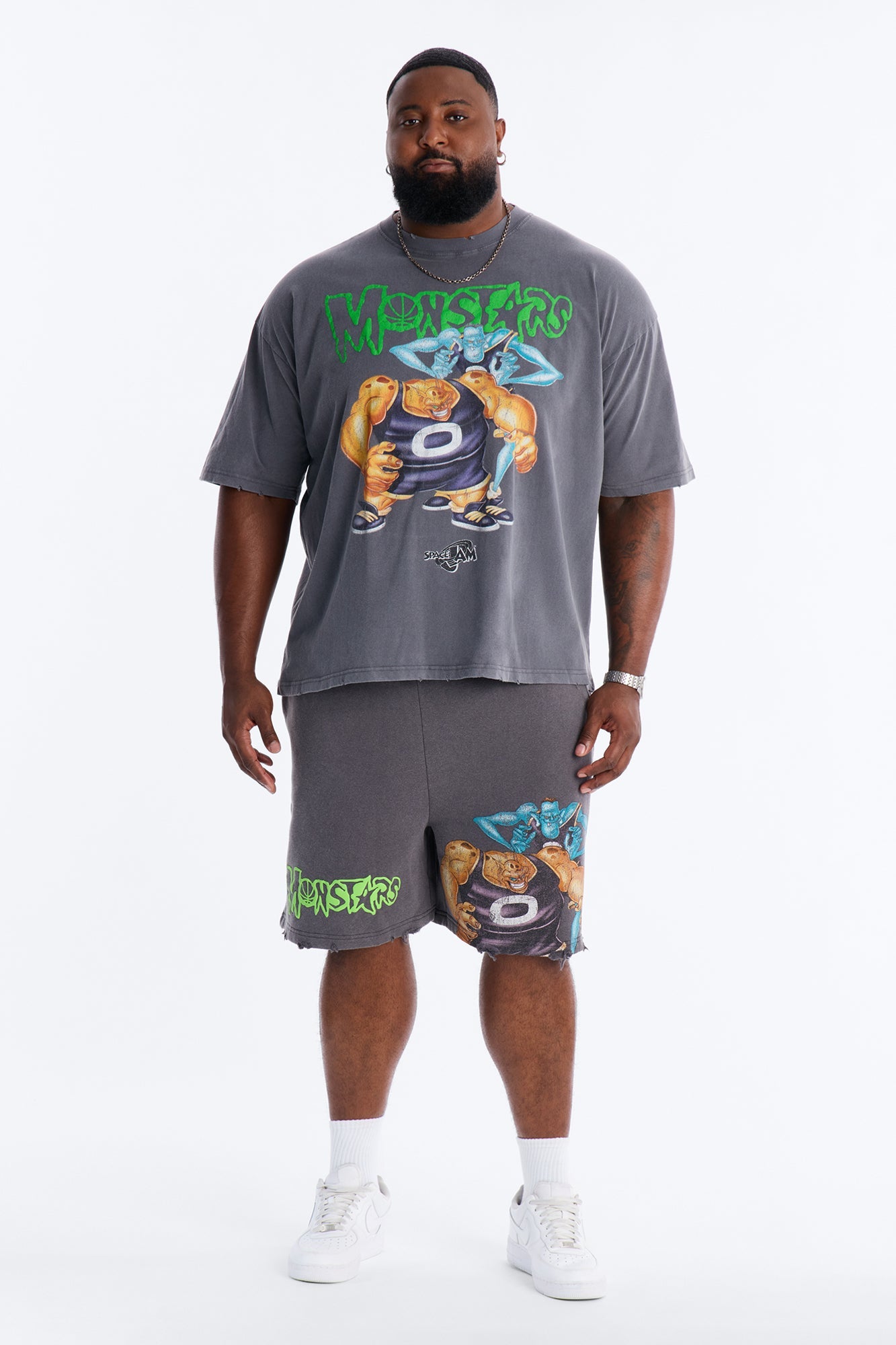 Space Jam Monstars Puff Print Premium Short Sleeve Shirt - Charcoal - image 2