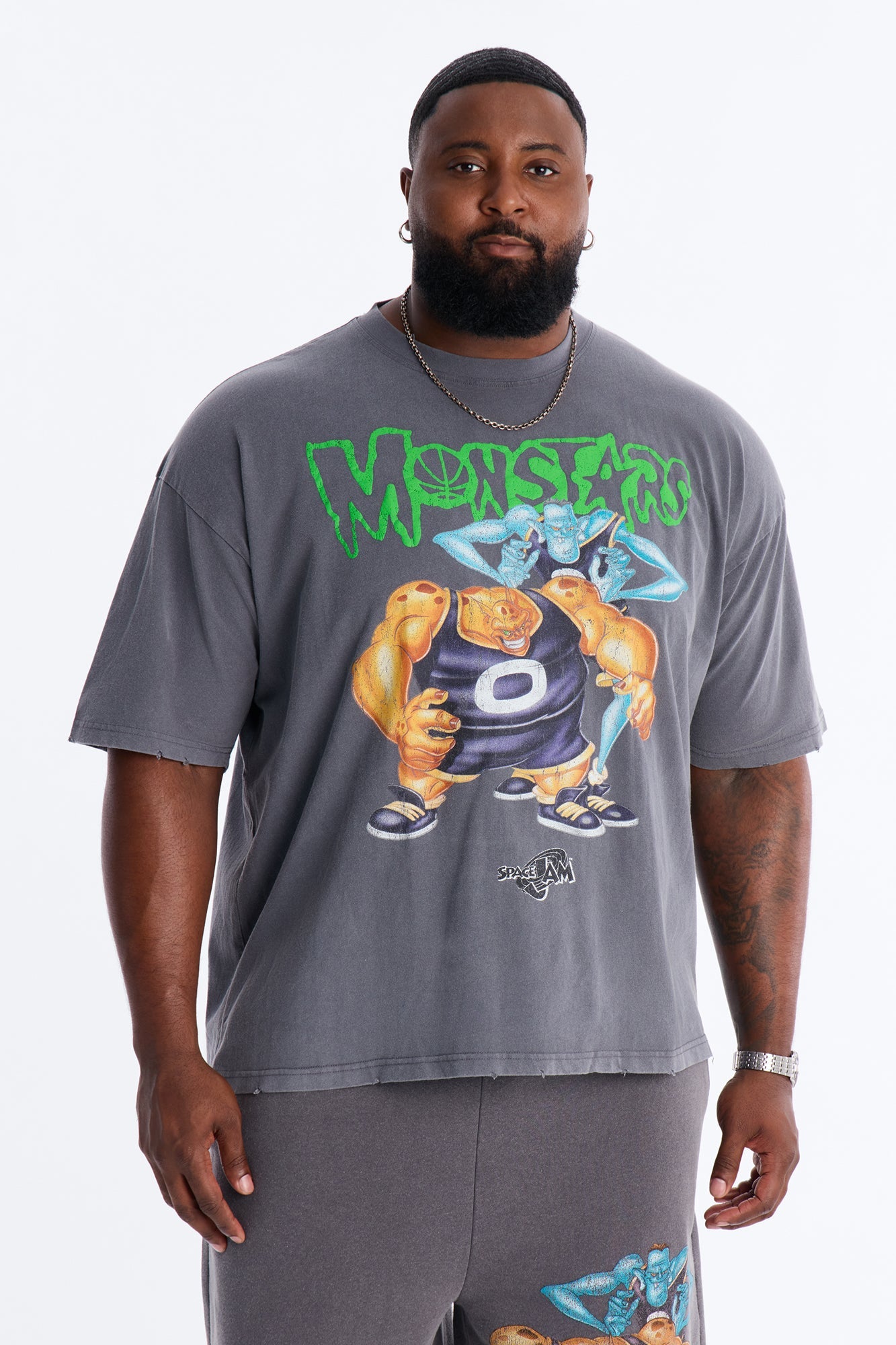 Space Jam Monstars Puff Print Premium Short Sleeve Shirt - Charcoal - image 1