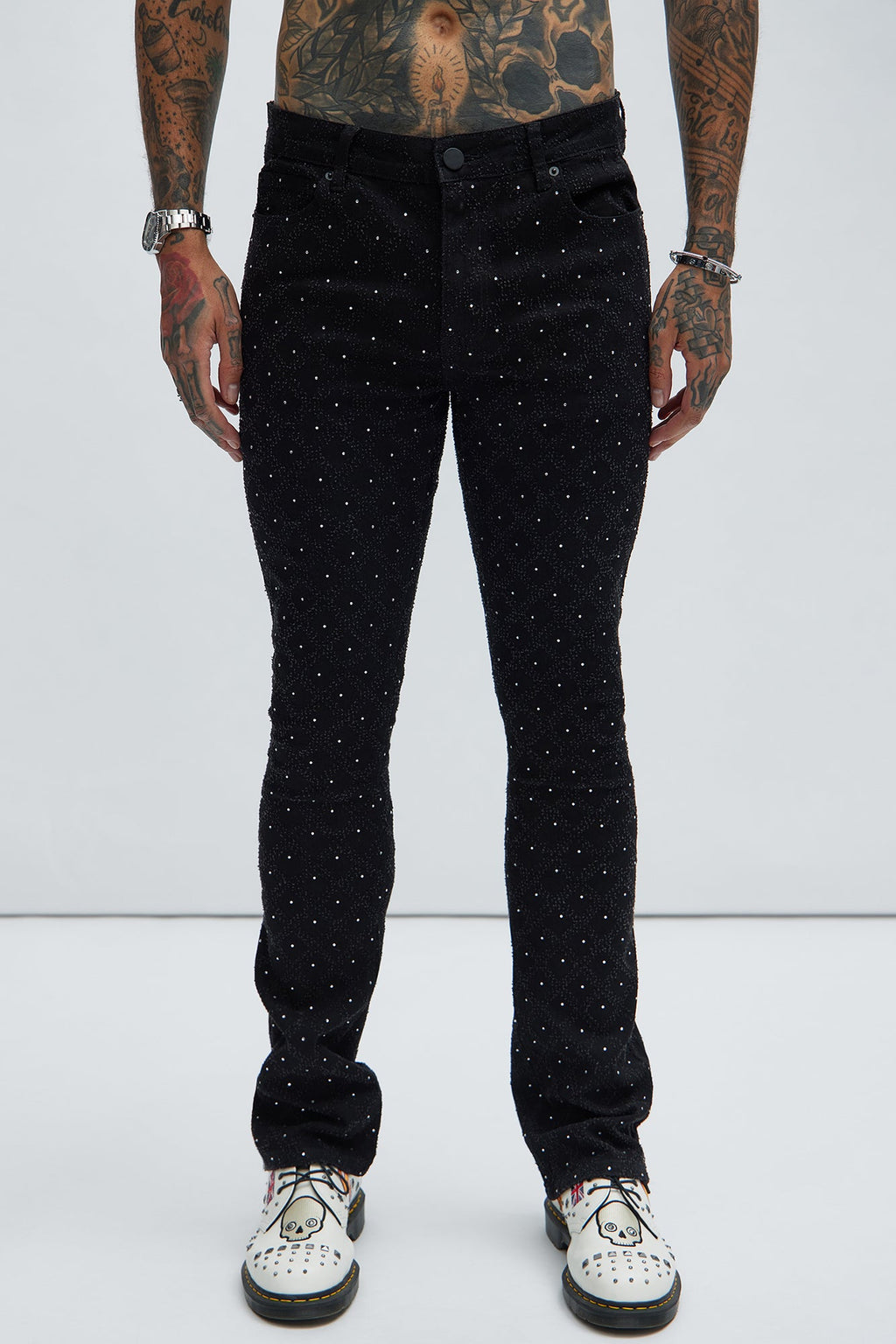 I Be Jeweled Stacked Skinny Flare Jeans - Black - image 1