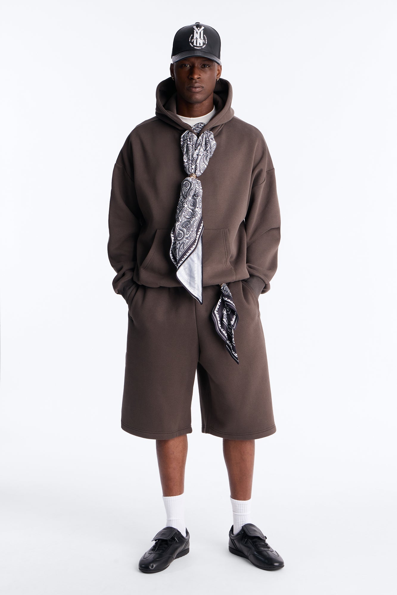 Oversized Bandana Scarf Duo Hoodie - Brown - image 2