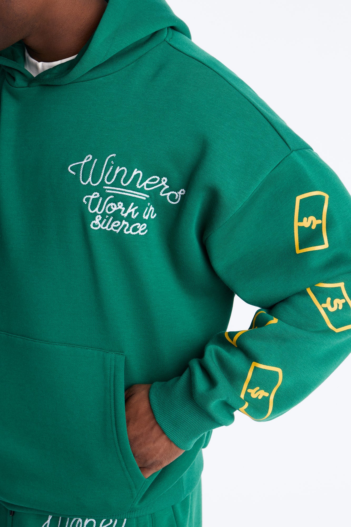 Paper Chaser Chain Stitch Oversized Hoodie - Green - image 4