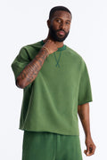 Washed Raw Edge Oversized Tee - Green - image 1