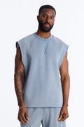 Washed Raw Edge Relaxed Muscle Tee - Slate Blue - image 1