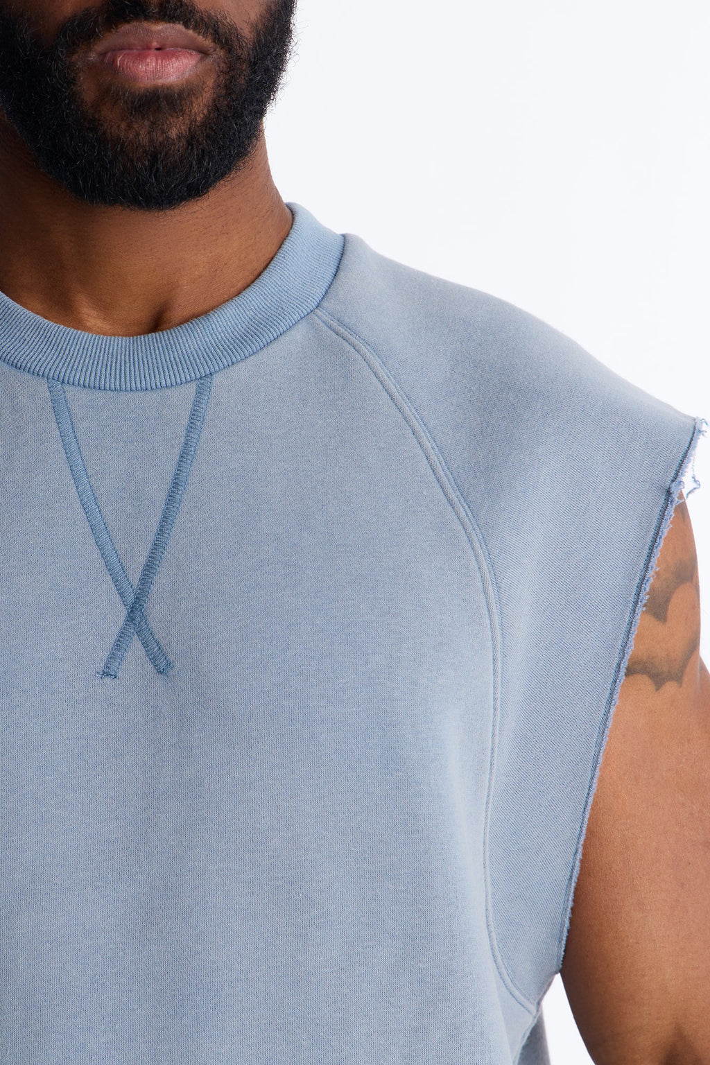 Washed Raw Edge Relaxed Muscle Tee - Slate Blue - image 3