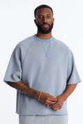 Washed Raw Edge Oversized Tee - Slate Blue - image 1