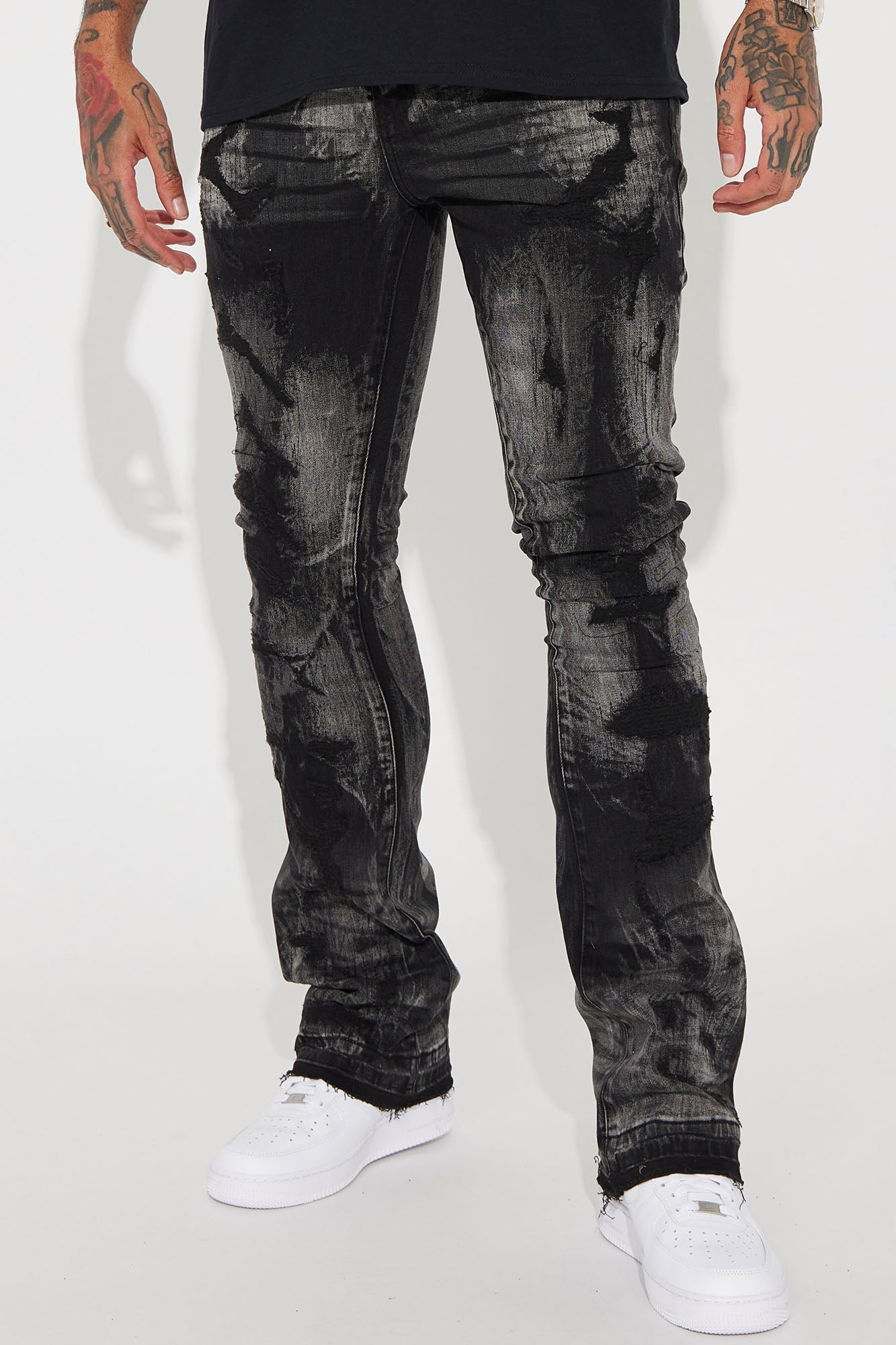 No Cap Stacked Skinny Flare Jeans - Black Wash - image 1