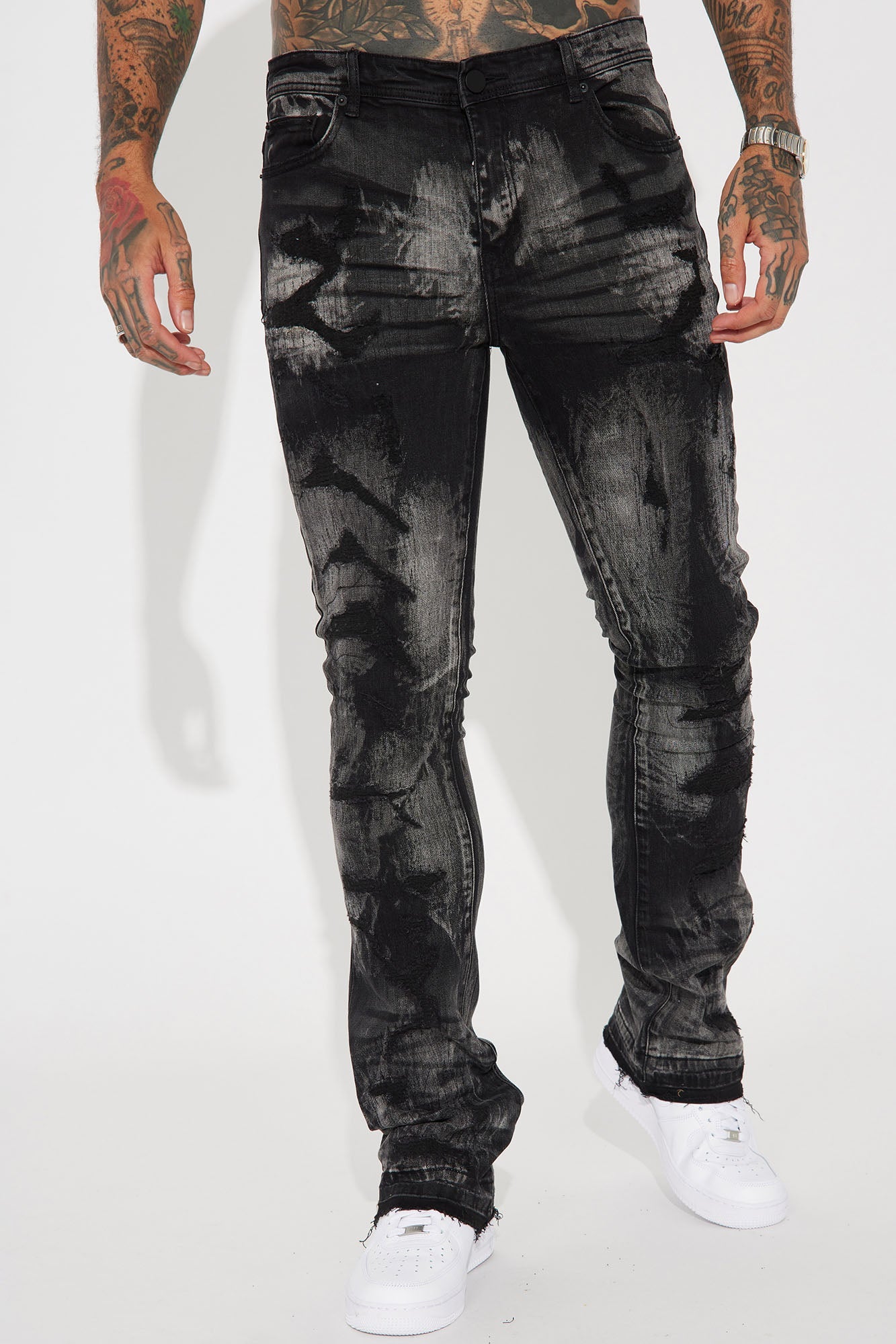 No Cap Stacked Skinny Flare Jeans - Black Wash - image 4