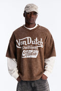 Von Dutch Studio Oversized Fleece Twofer - Brown - image 1