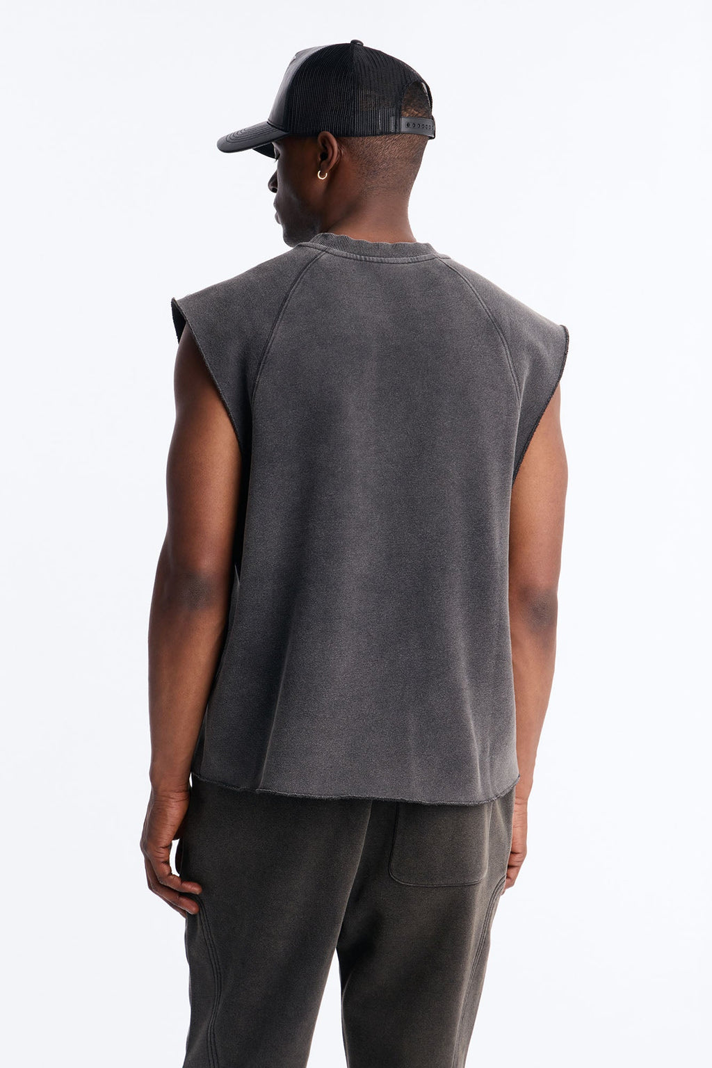 Washed Raw Edge Relaxed Muscle Tee - Black Wash - image 4