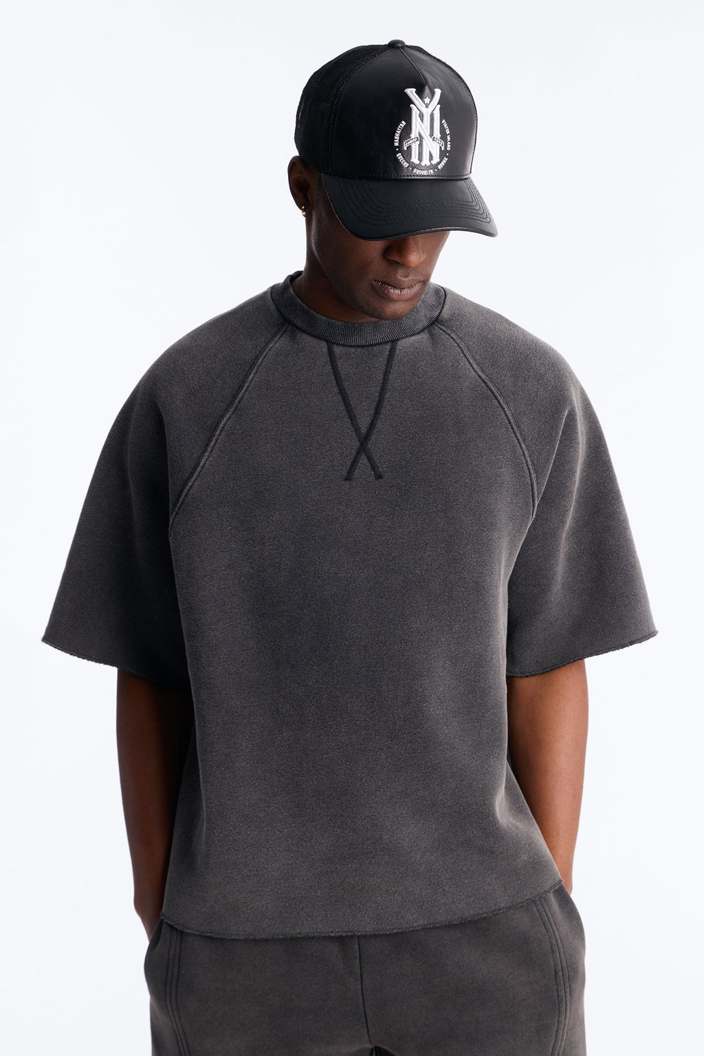 Washed Raw Edge Oversized Tee - Black Wash - image 1