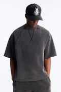 Washed Raw Edge Oversized Tee - Black Wash - image 1