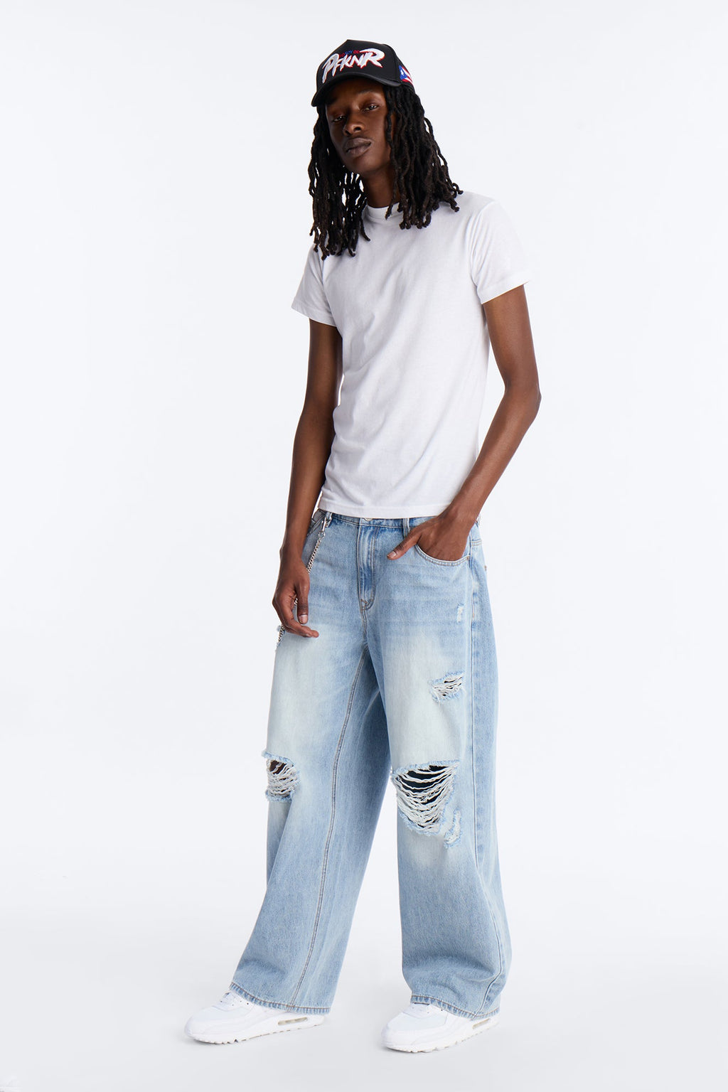 Essential Destroyed Baggy Rigid Jean - Light Blue Wash - image 2