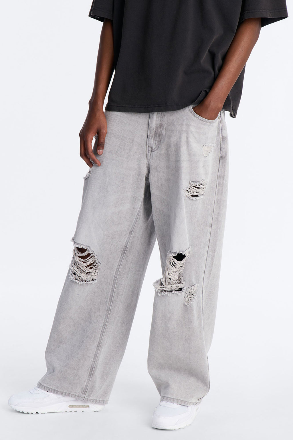 Essential Destroyed Baggy Rigid Jean - Grey - image 1