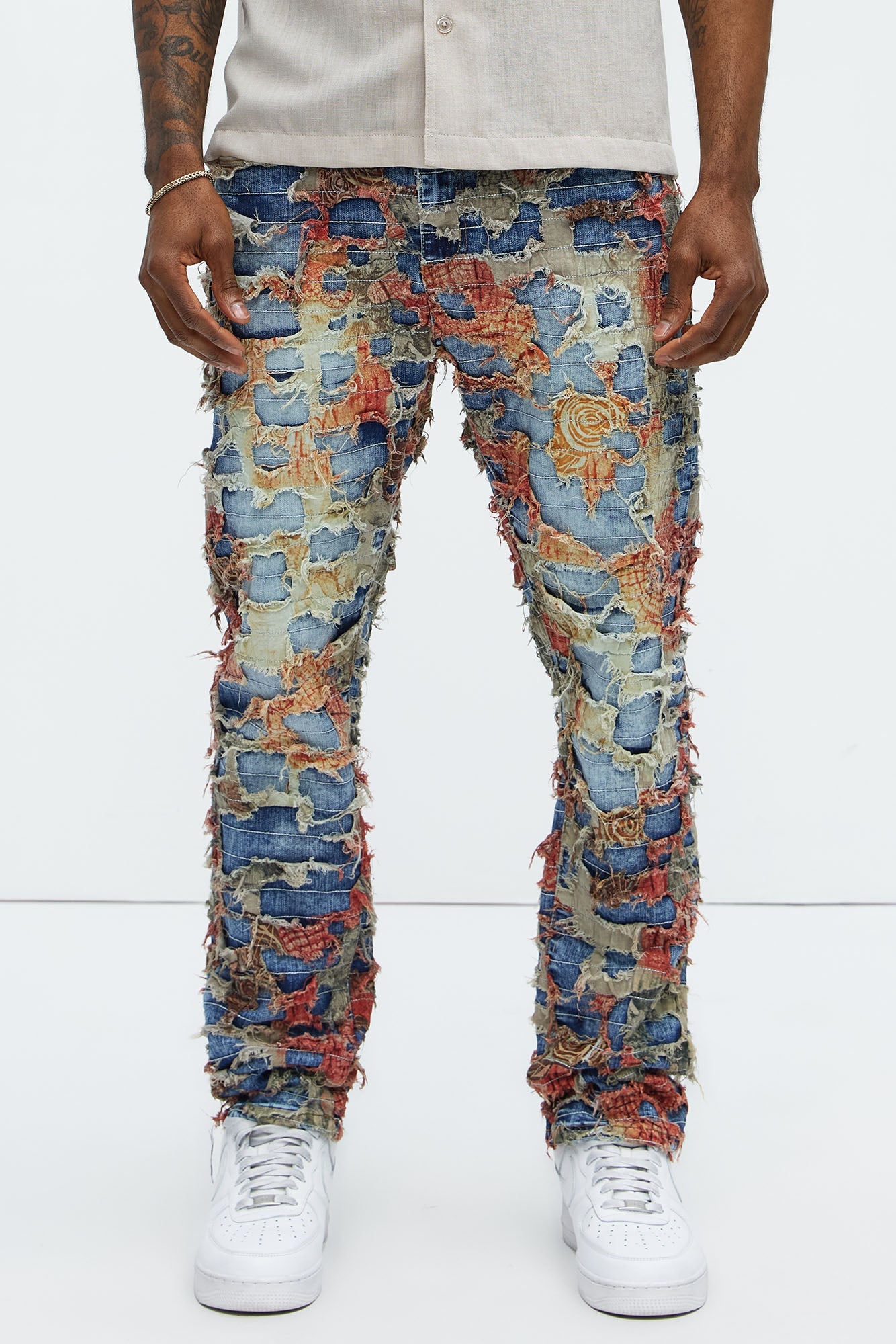 Edgar Vintage Shredded Slim Jeans - Medium Wash - image 1