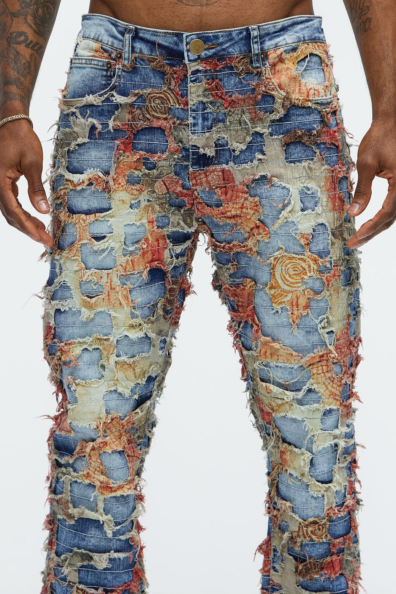 Edgar Vintage Shredded Slim Jeans - Medium Wash - image 3
