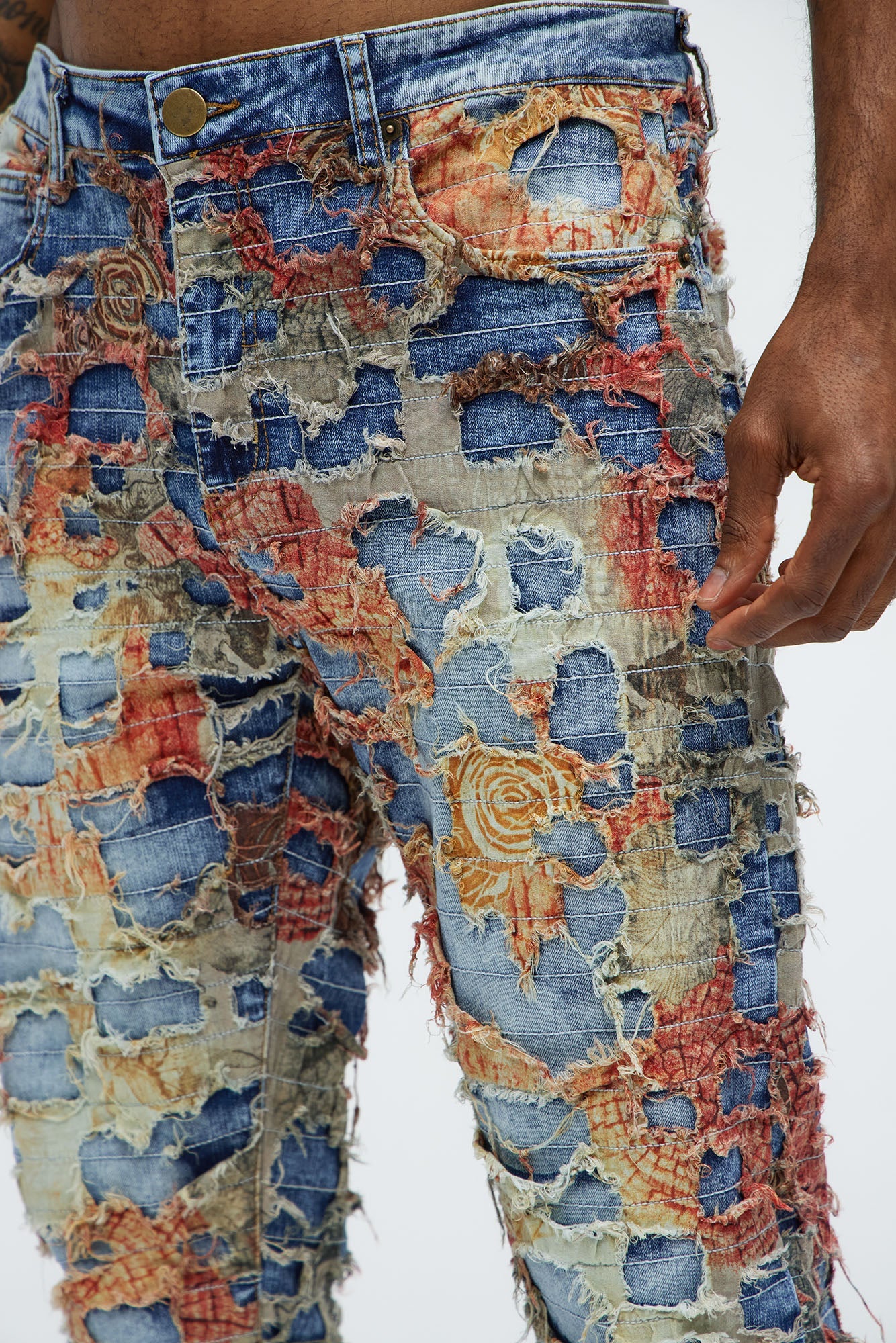 Edgar Vintage Shredded Slim Jeans - Medium Wash - image 4