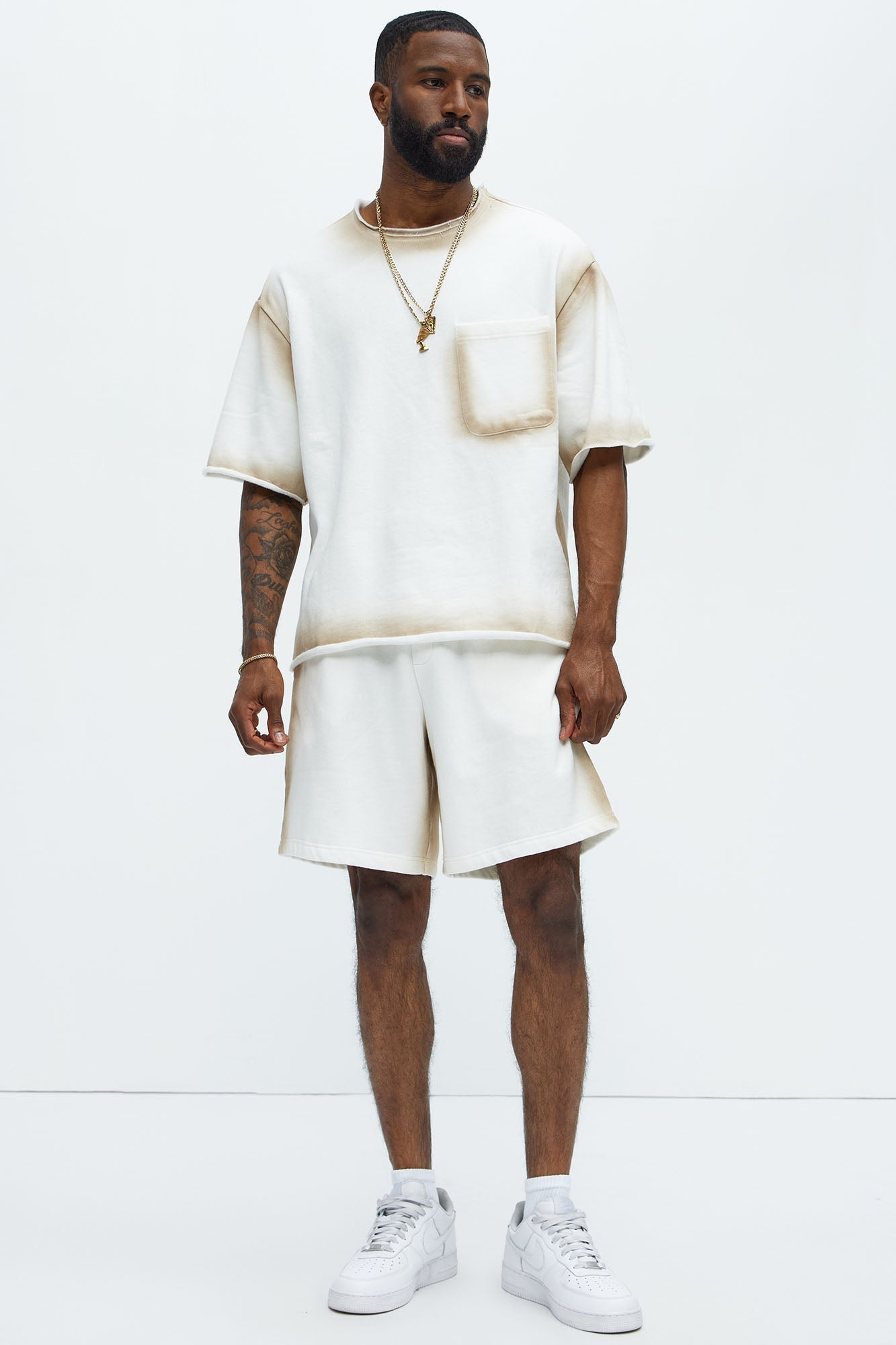 Tyson Blurred Lines Relaxed Fleece Tee - Cream - image 2