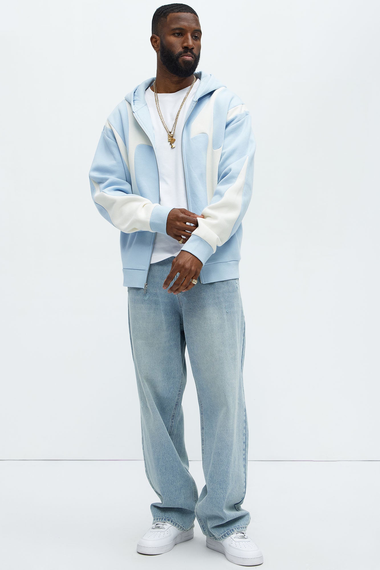 Tyson Oasis Paneled Zip Up Hoodie - Blue/combo - image 3