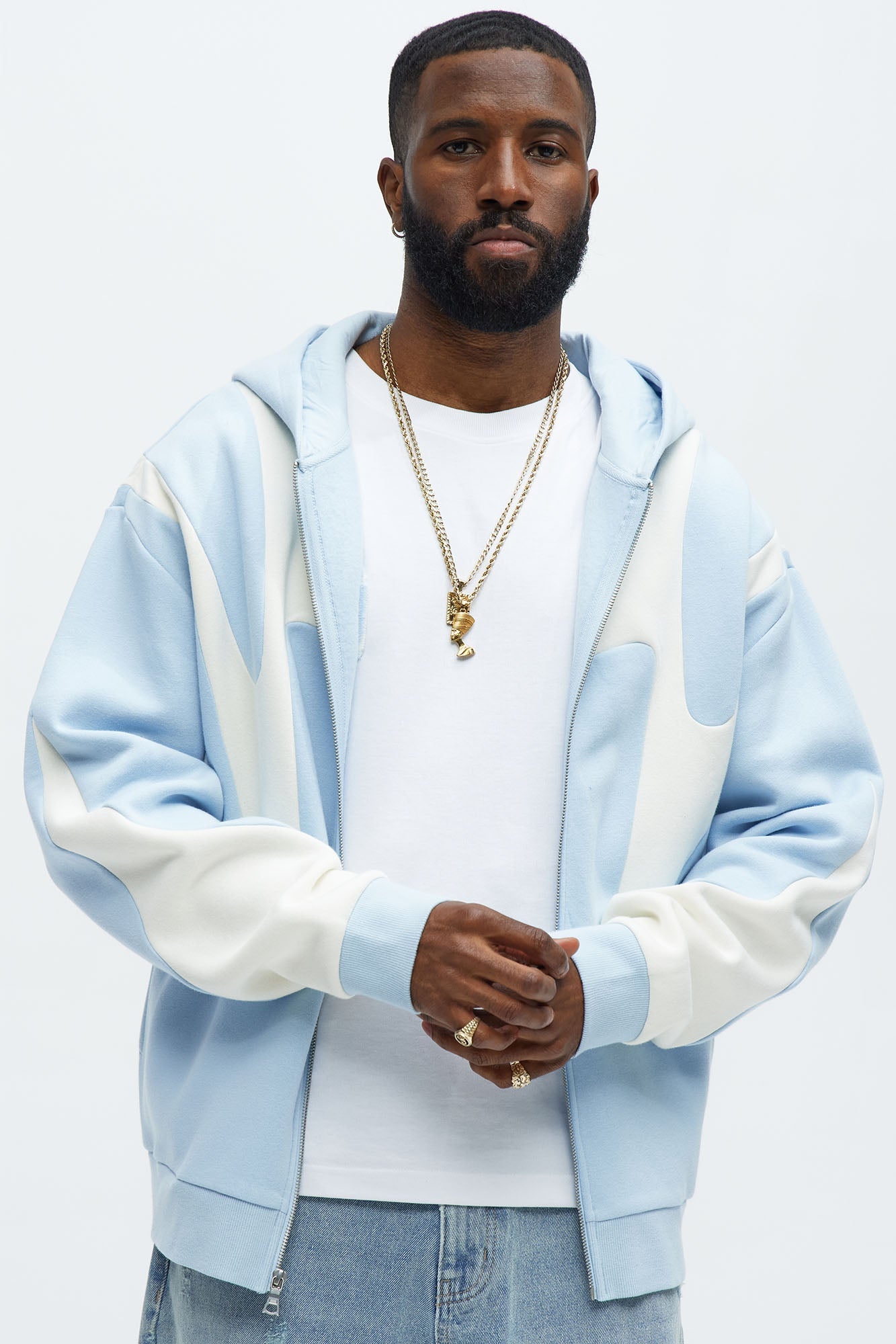 Tyson Oasis Paneled Zip Up Hoodie - Blue/combo - image 1