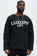Tyson Luxury Dept Frayed Oversized Sweatshirt - Black - image 1