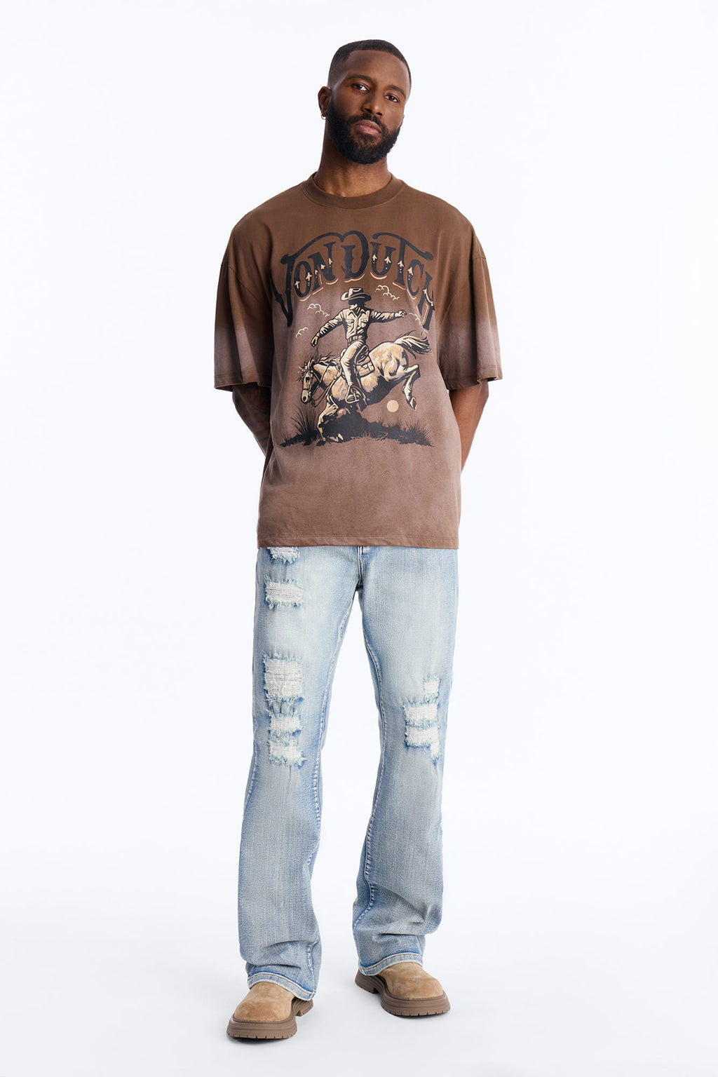 Stacked Skinny Flare Rouge Ripped Jeans - Light Wash - image 3