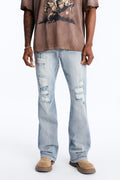 Stacked Skinny Flare Rouge Ripped Jeans - Light Wash - image 1